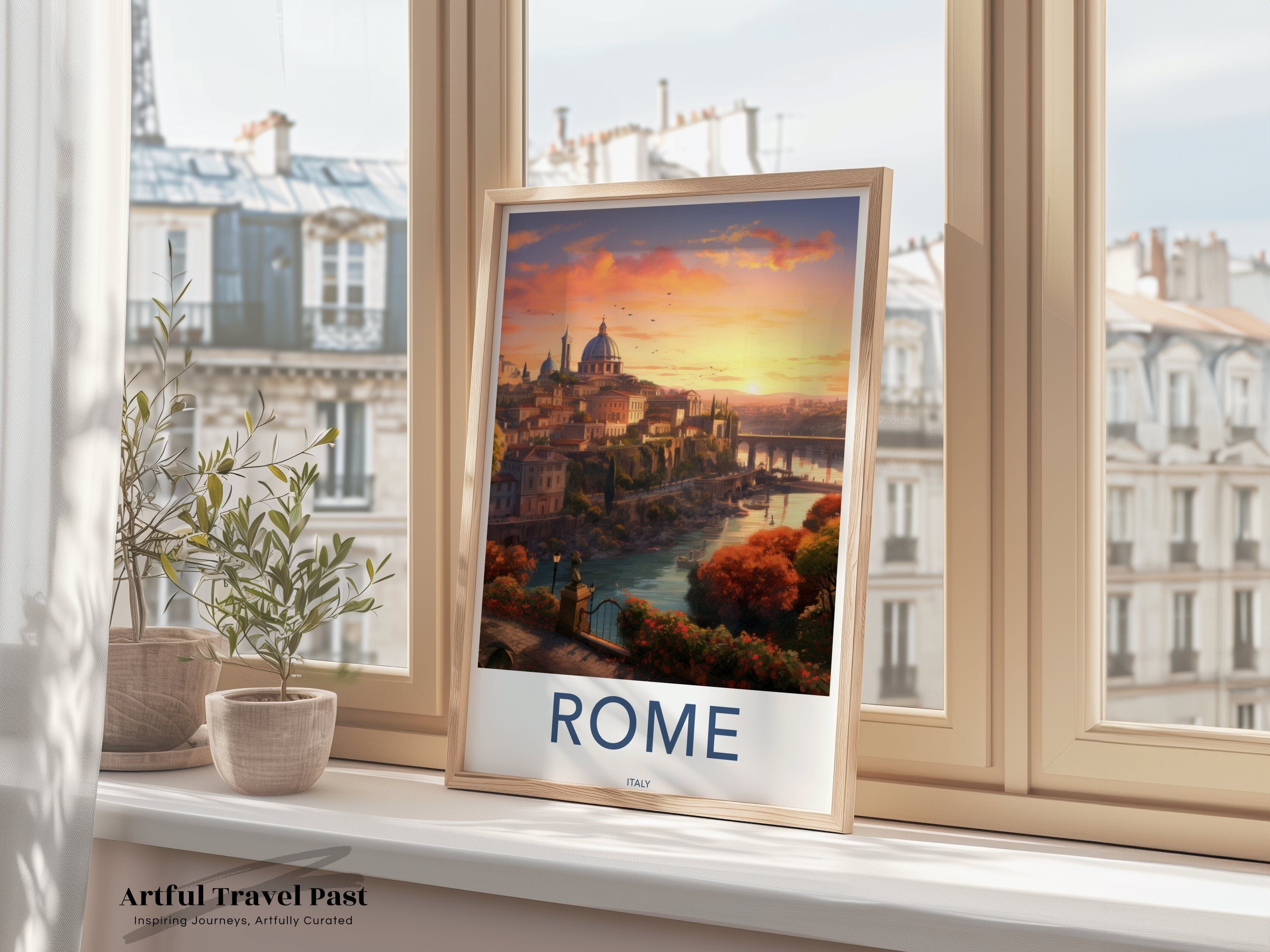 Rome Cityscape Wall Art, Sunset Rome Print, Italian Architecture Poster, Travel Photography, Italian Cultural Decor, Vintage Italy Art