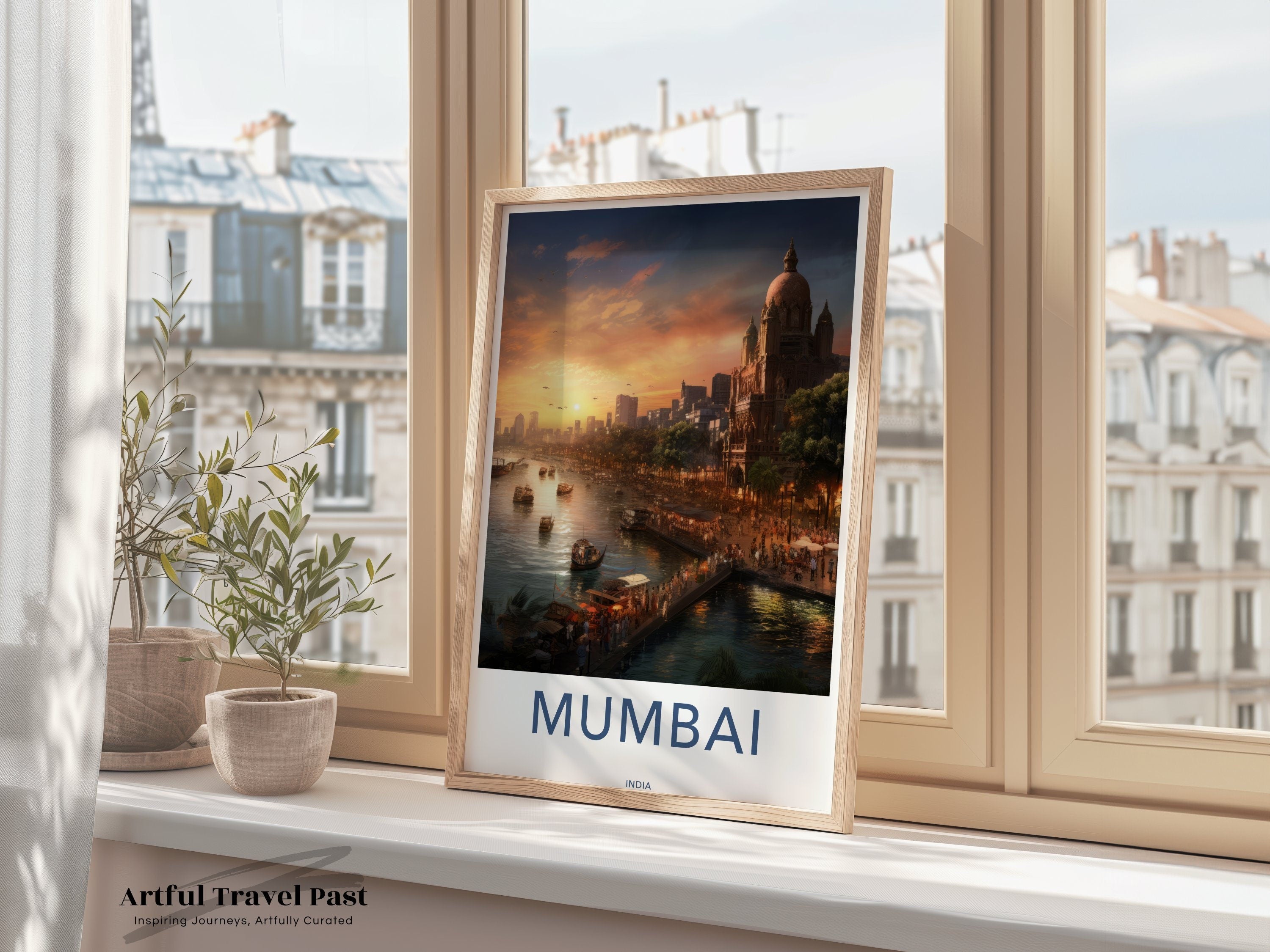 Sunset Cityscape Wall Art, Mumbai Skyline Print, Urban Landscape Decor, Coastal City Photography, Travel Enthusiast Gift, India Poster