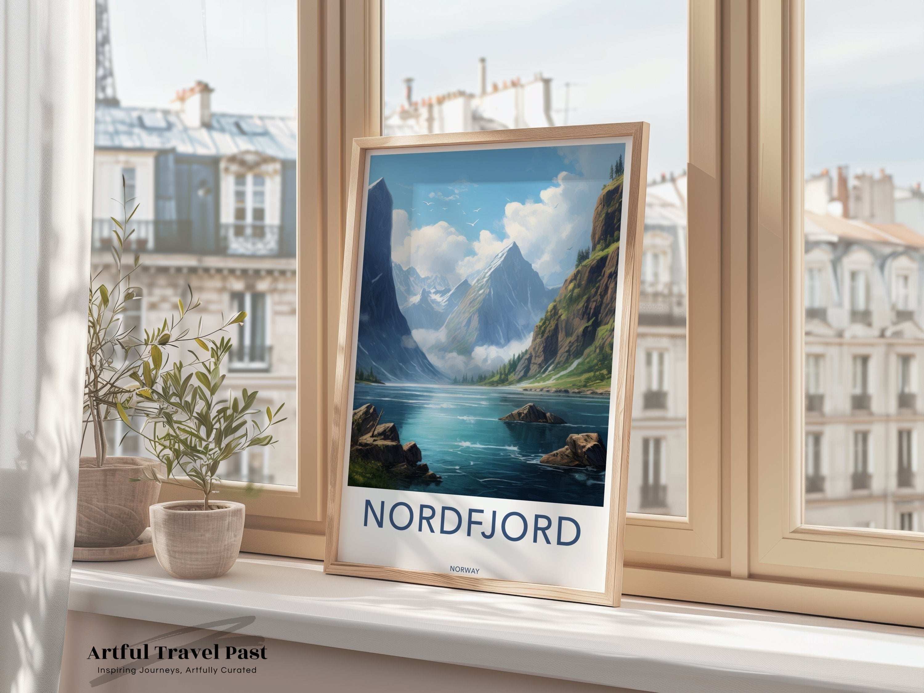 Nordfjord Norway Print, Scenic Mountain Lake Wall Art, Nordic Nature Landscape Decor, Coastal Fjord Poster, Travel Destination Artwork