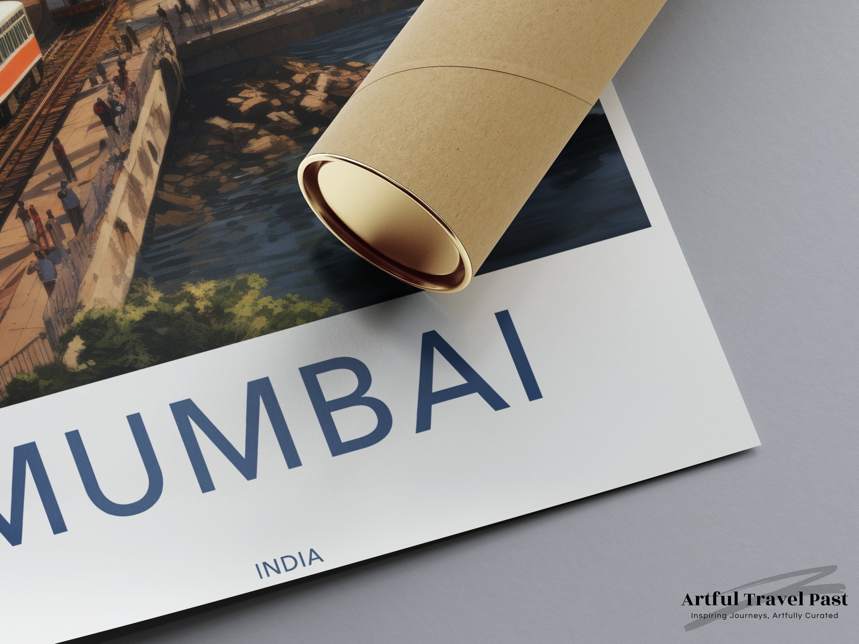 Mumbai Cityscape Wall Art, Indian City Landmark Print, Vintage Mumbai Poster, Detailed Urban Scenic Art, Coastal City View