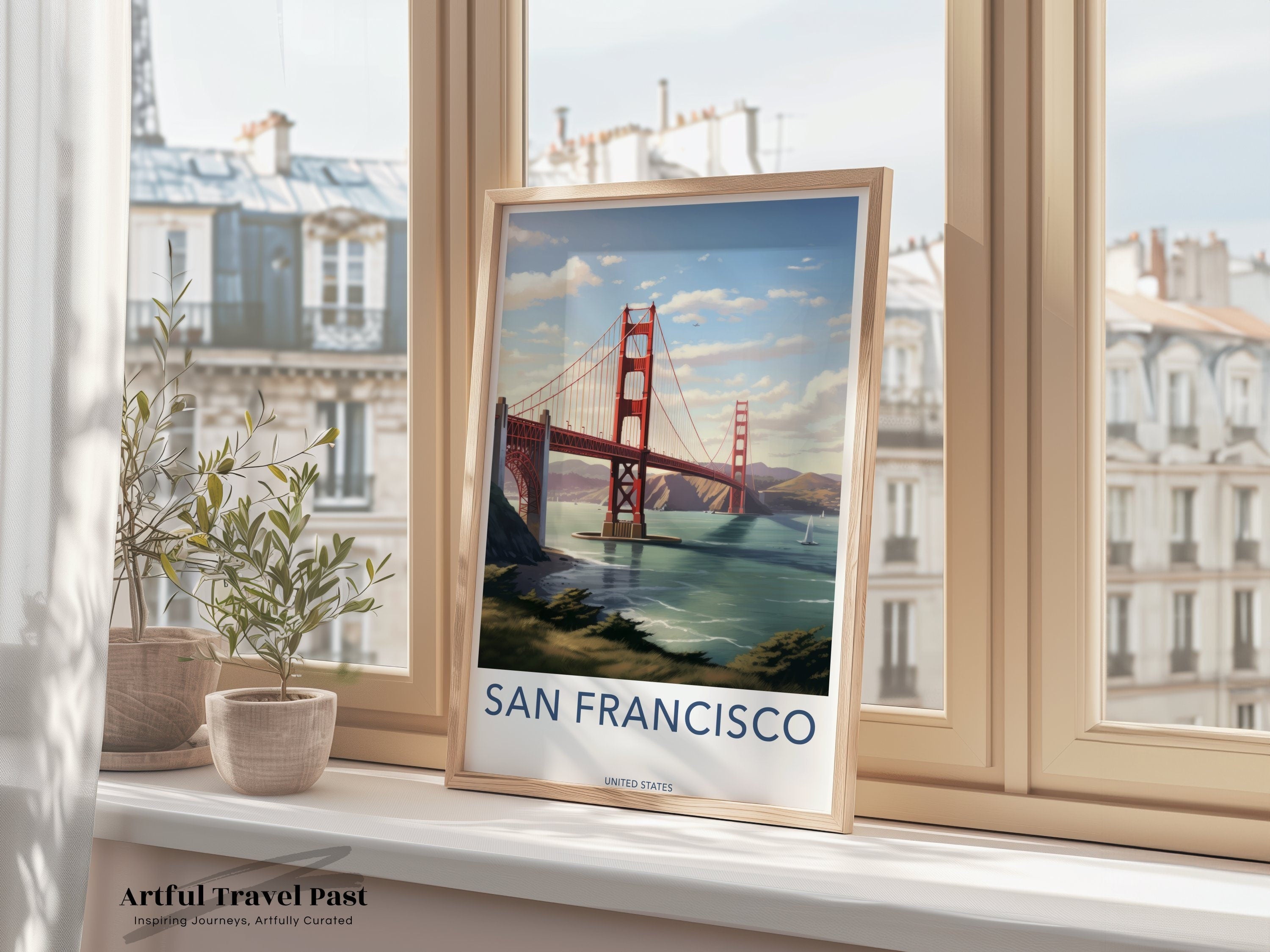 San Francisco Wall Art, Golden Gate Bridge Poster, California Travel Poster, Retro Style Print, Vintage San Francisco Decor