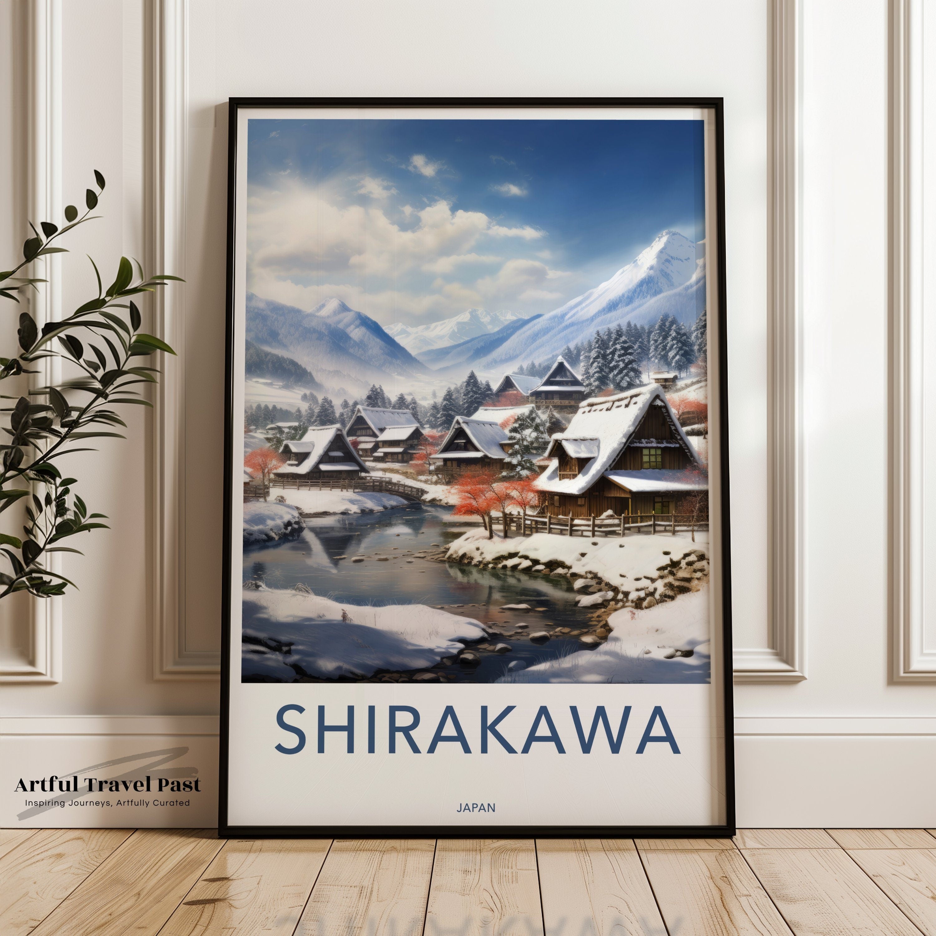 Shirakawa Japan Wall Art, Traditional Japanese Village, Snowy Winter Landscape, High-Quality Print, Home Decor, Office Decor