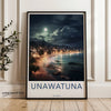 Unawatuna Beach Night Scene Wall Art, Moonlit Coastal Print, Scenic Beach Landscape Art, Tropical Seaside View, Art Decor