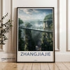 Zhangjiajie Wall Art, Scenic China Landscape Poster, Mountain Bridge Print, Nature Decor, Modern Travel Photography, Home Office Decor