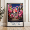 Tokyo Cityscape Wall Art, Cherry Blossoms Tokyo Poster, Vibrant Tokyo Street Decor, Japan City Night View Art Print, Urban Japan