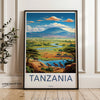 Tanzania Wall Art Print, Africa Landscape Decor, Vintage Travel Poster, Serengeti National Park, Wall Decor, Gift for Travelers