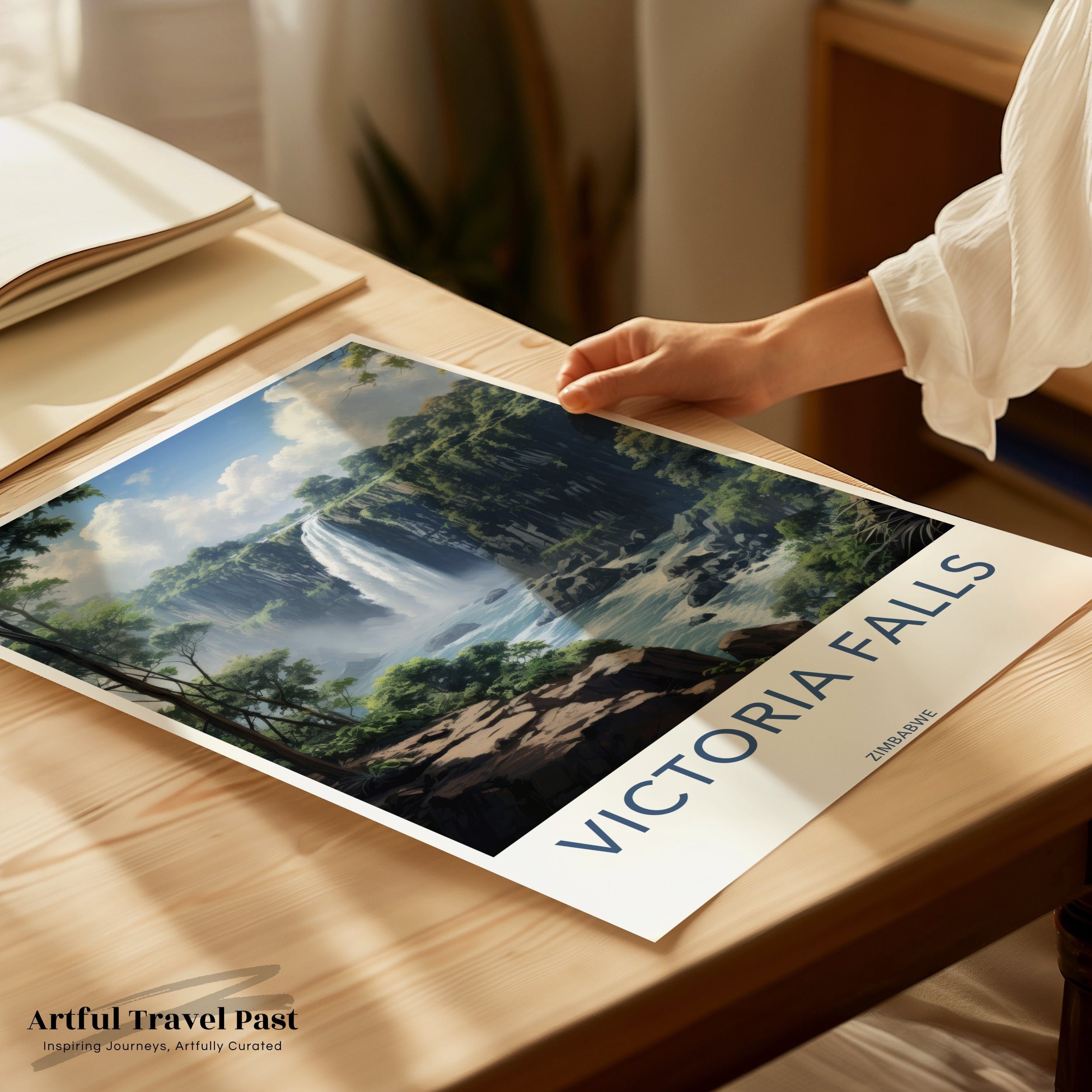 Victoria Falls Poster, Zimbabwe Wall Art, Travel Print, Nature Photography, Africa Waterfall Art, Scenic Landscape Decor