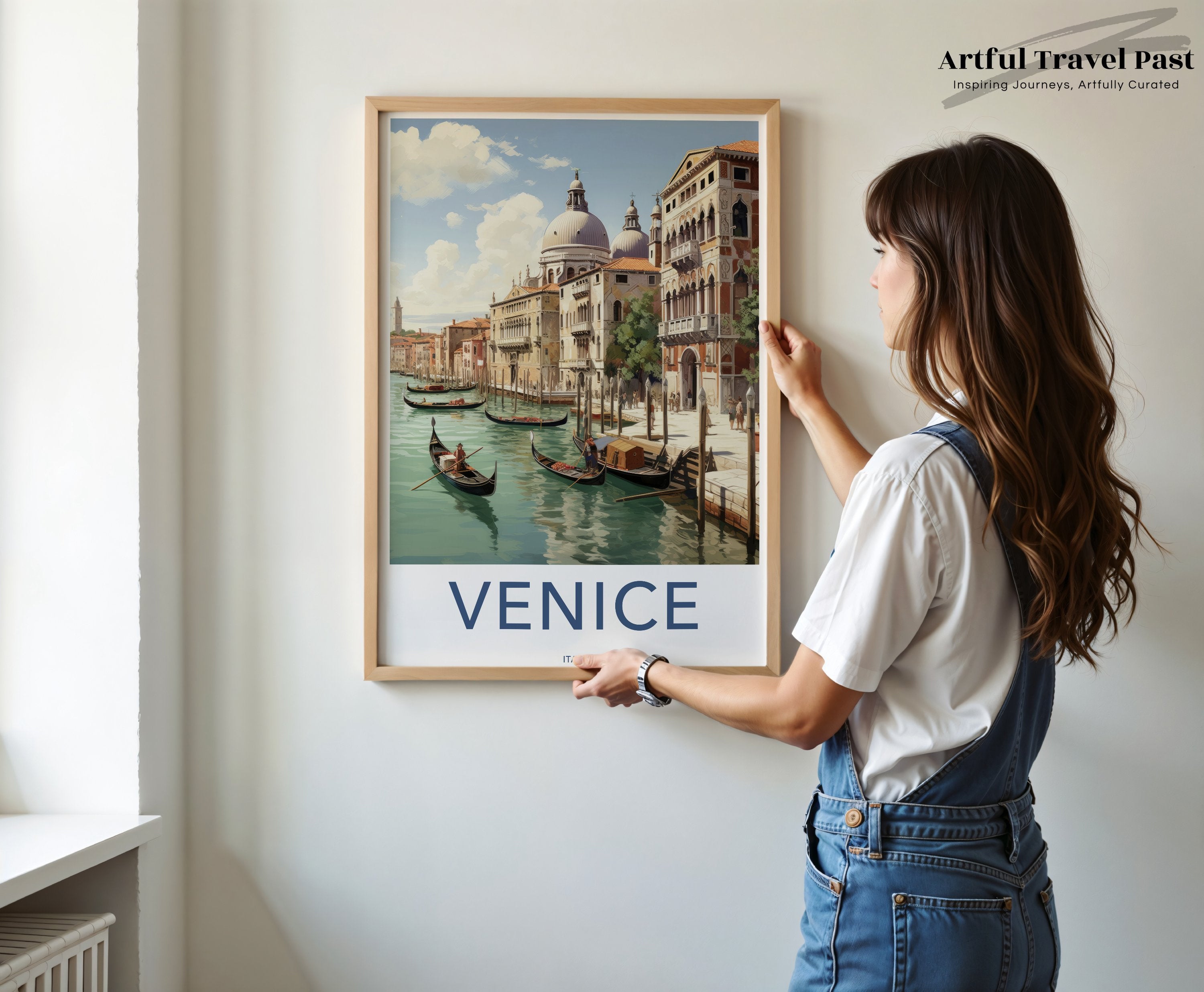 Venice Italy Wall Art Print, Gondolas Canal Architectures, Italian Cityscape Artwork, Historical Venice Poster, Travel Gift Decor