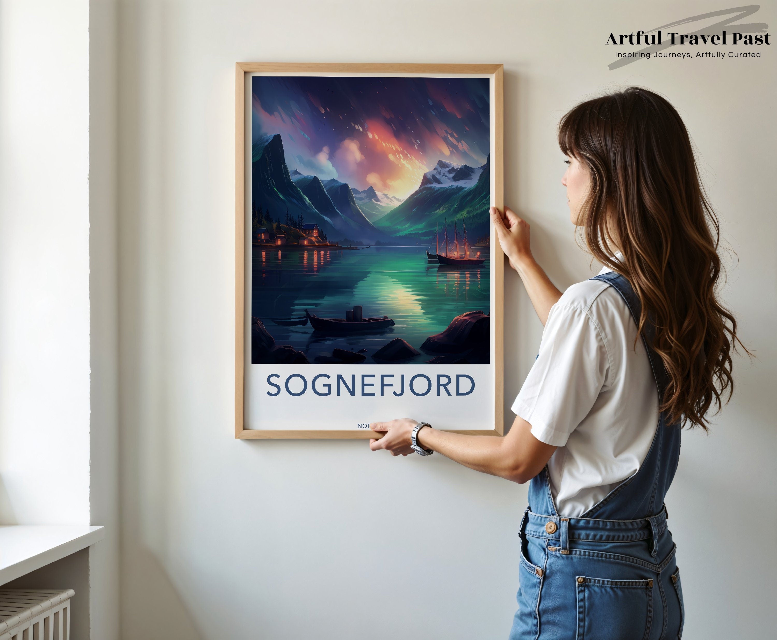 Sognefjord Norway Sunset View Wall Art, Nordic Landscape Poster, Scenic Norway Print, Coastal Art Decor, Nature Painting Reproduction