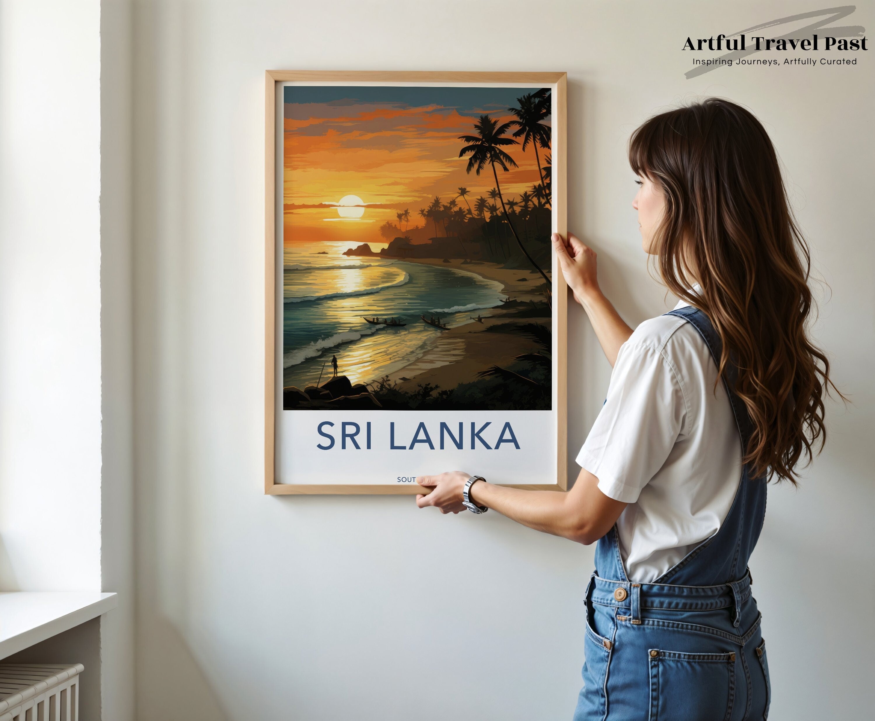 Sri Lanka Wall Art, South Asia Travel Poster, Sunset Beach Scene, Tropical Decor, Coastal Landscape Print, Scenic Photography