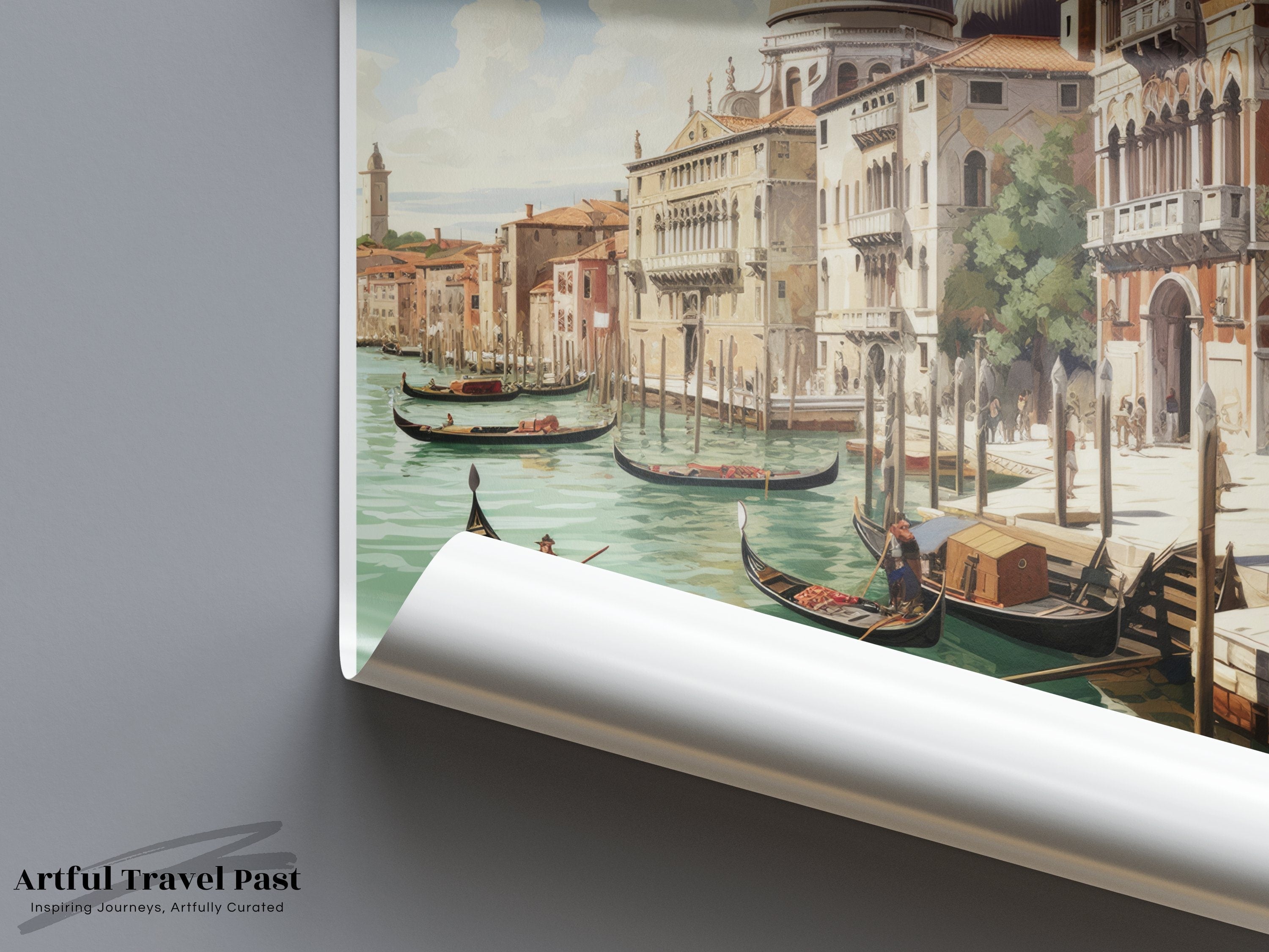 Venice Italy Wall Art Print, Gondolas Canal Architectures, Italian Cityscape Artwork, Historical Venice Poster, Travel Gift Decor