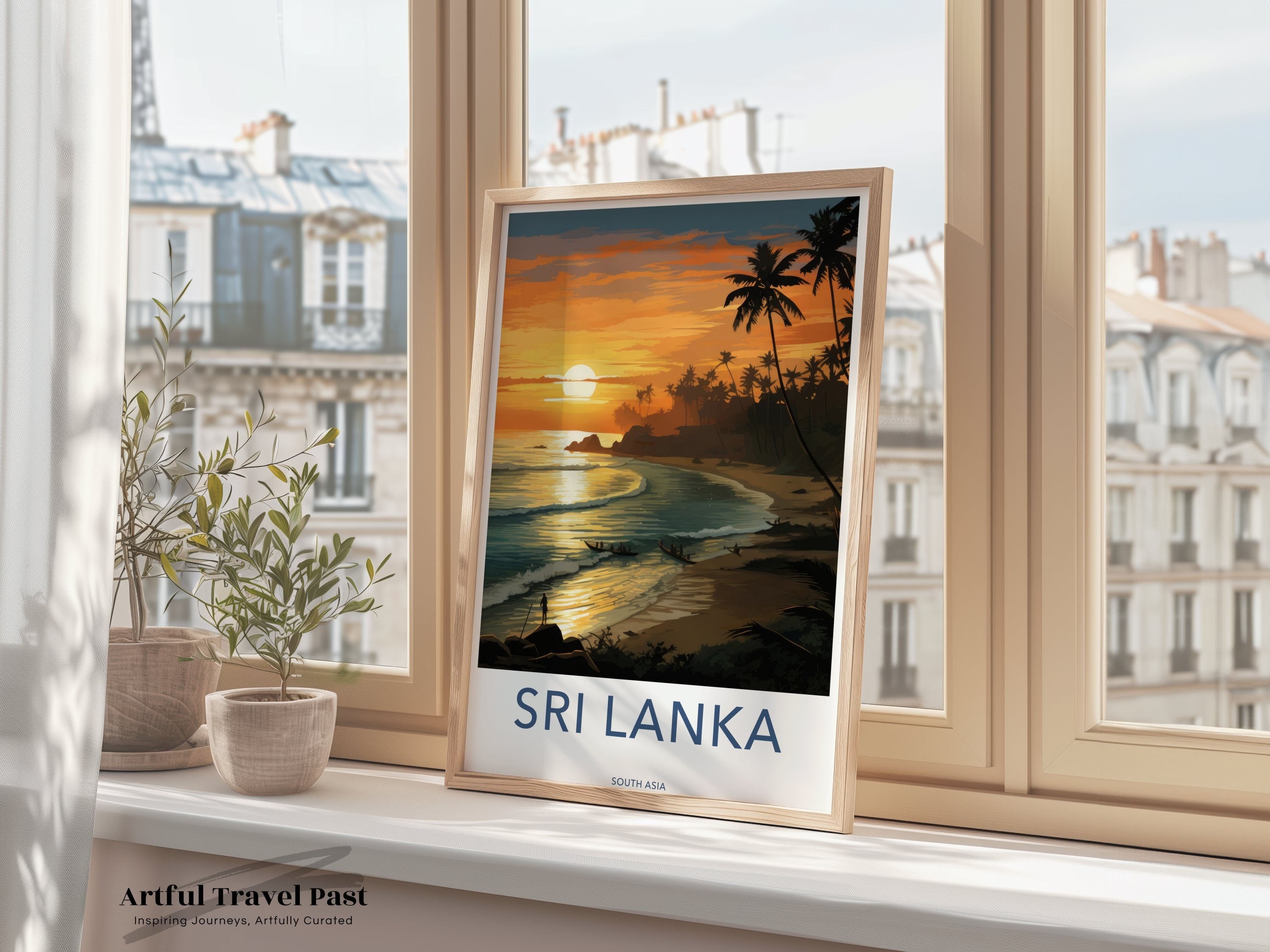 Sri Lanka Wall Art, South Asia Travel Poster, Sunset Beach Scene, Tropical Decor, Coastal Landscape Print, Scenic Photography