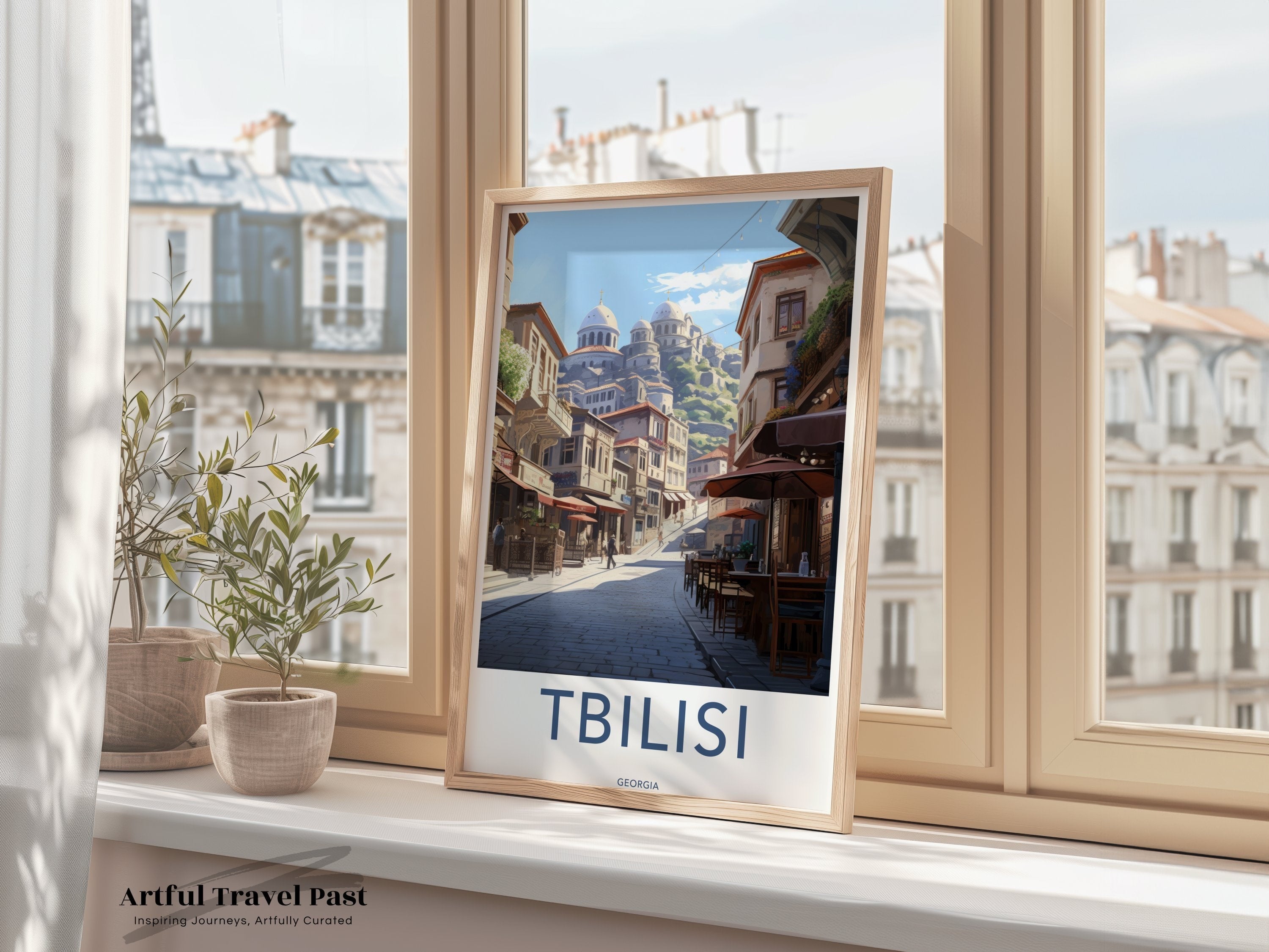 Tbilisi Vintage Travel Poster, Retro Wall Art, Georgian Street Scene Print, Tbilisi Wall Decor, Cityscape Art, Home Decoration Gift