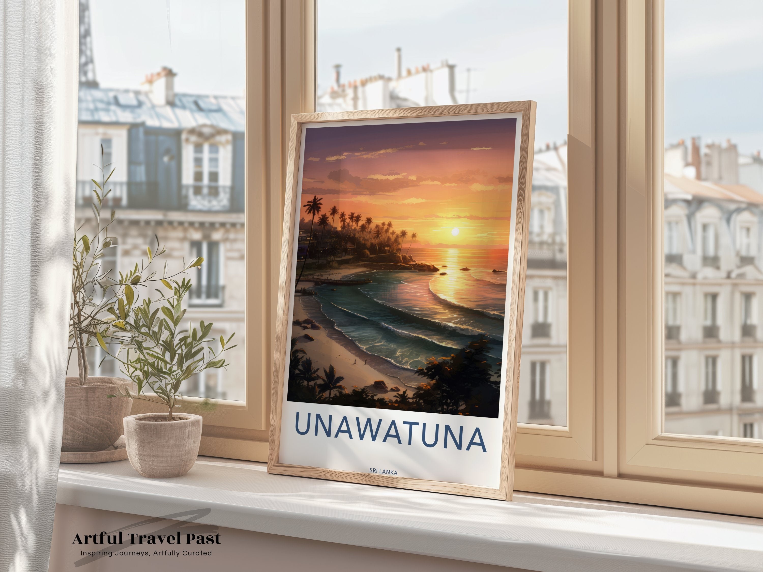 Unawatuna Sri Lanka Wall Art Print Sunset Beach Scenery Coastal Decor Travel Poster Home Decor Beach Lovers Gift