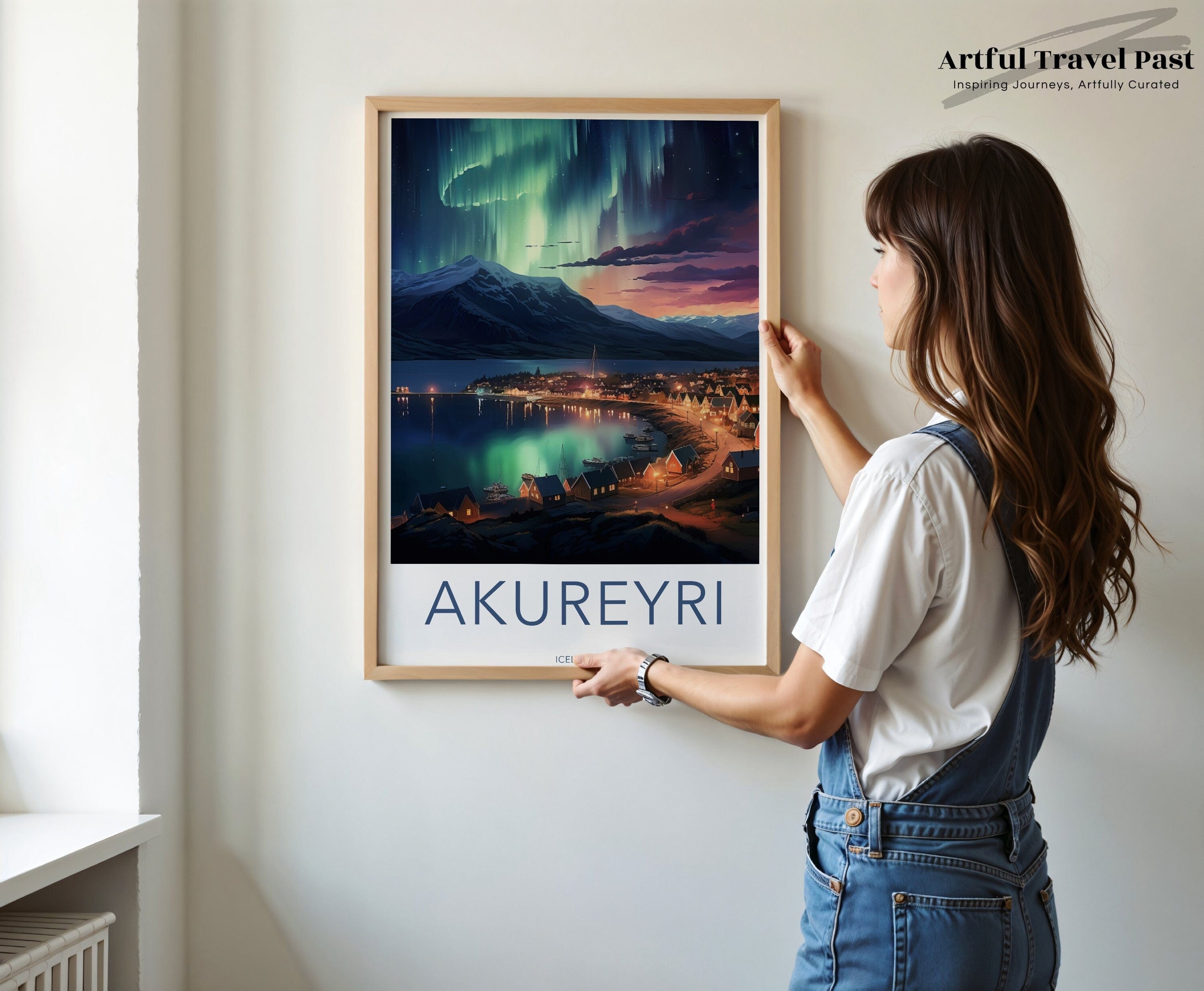 Wall Art Akureyri Poster | Northern Lights | Iceland Wall Art