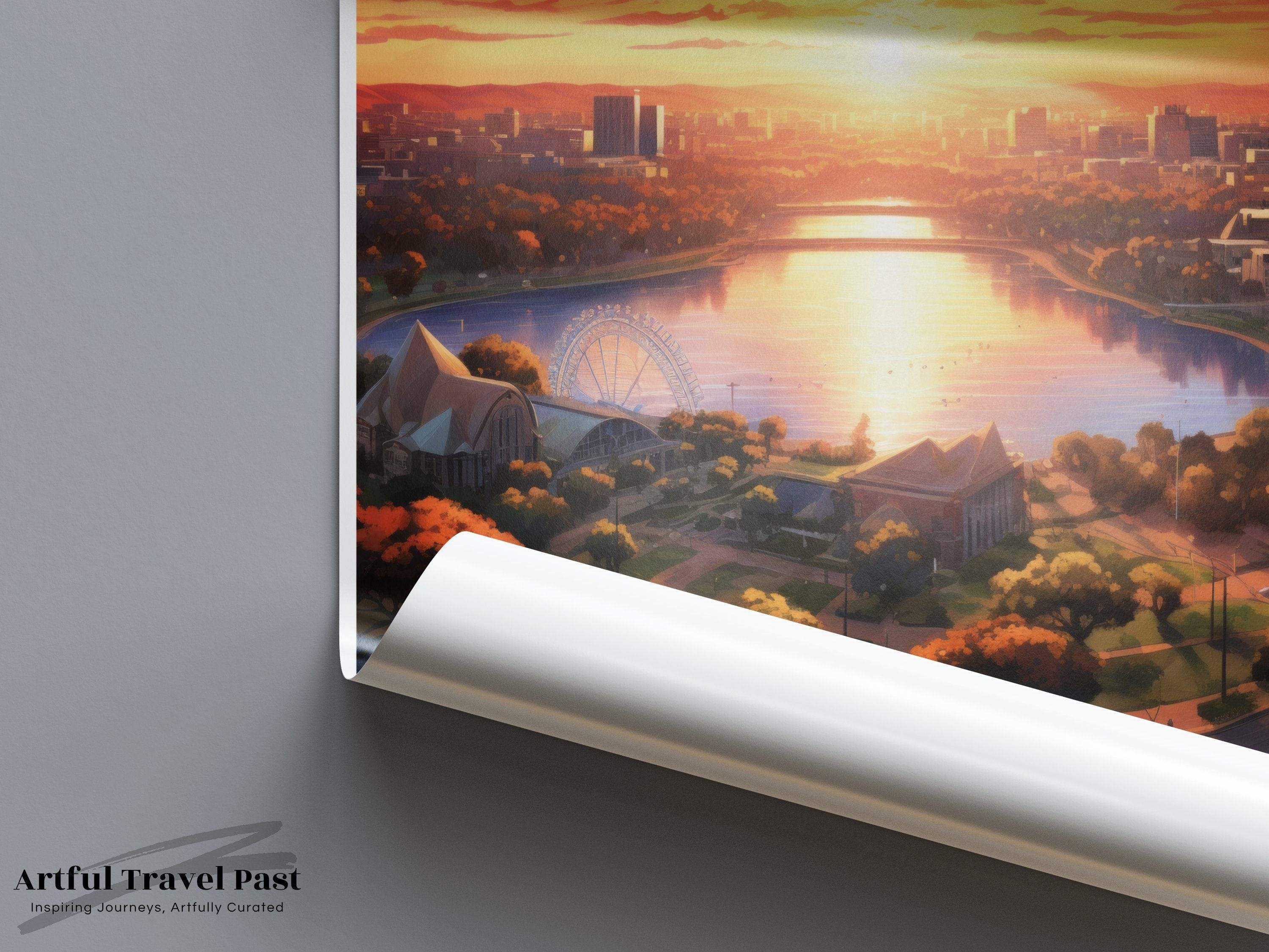 Wall Art Adelaide City Poster | Sunset Skyline | Australia Wall Art