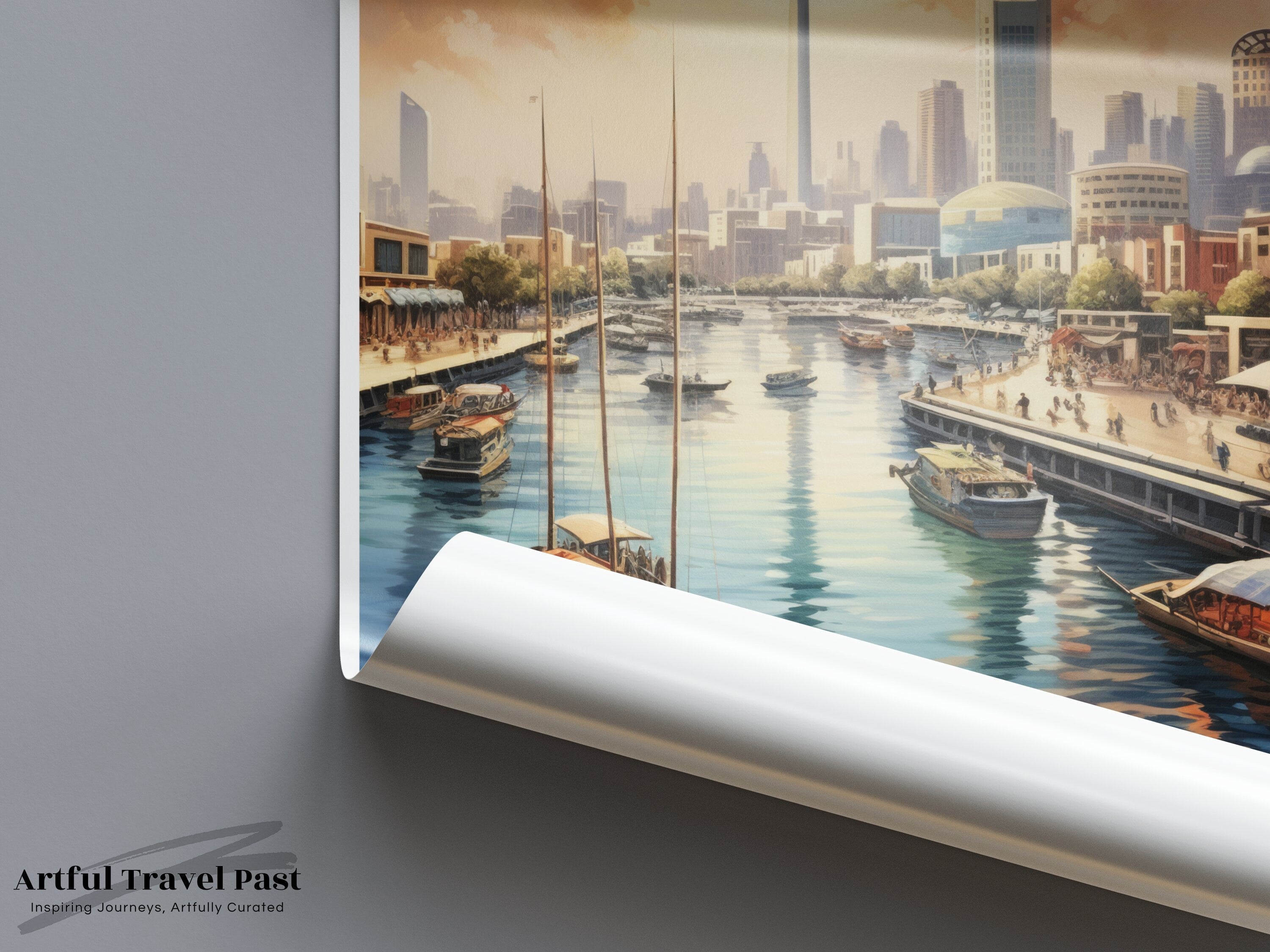 Stunning Kuwait City Skyline, Waterfront View Wall Art, Vibrant Modern Architecture Poster, Unique Travel Souvenir, Elegant Decor