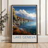 Lake Geneva Switzerland Poster, Swiss Landscape Wall Art, Scenic Mountain Lake Print, Swiss Alps Artwork, Travel Art Decor