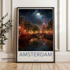 Wall Art Moonlit Amsterdam Poster | Netherlands Wall Art | Europe Decor