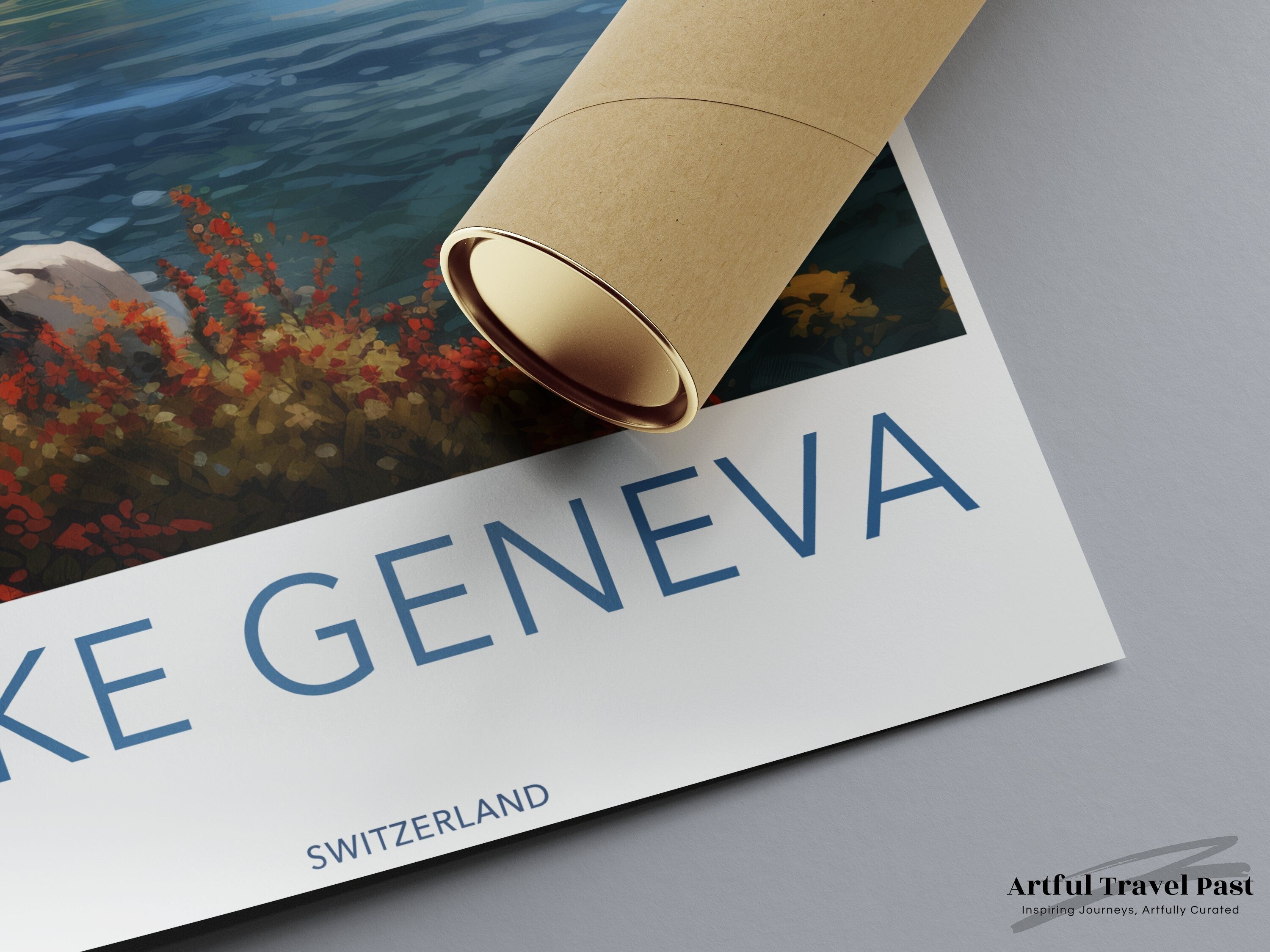 Lake Geneva Switzerland Poster, Swiss Landscape Wall Art, Scenic Mountain Lake Print, Swiss Alps Artwork, Travel Art Decor