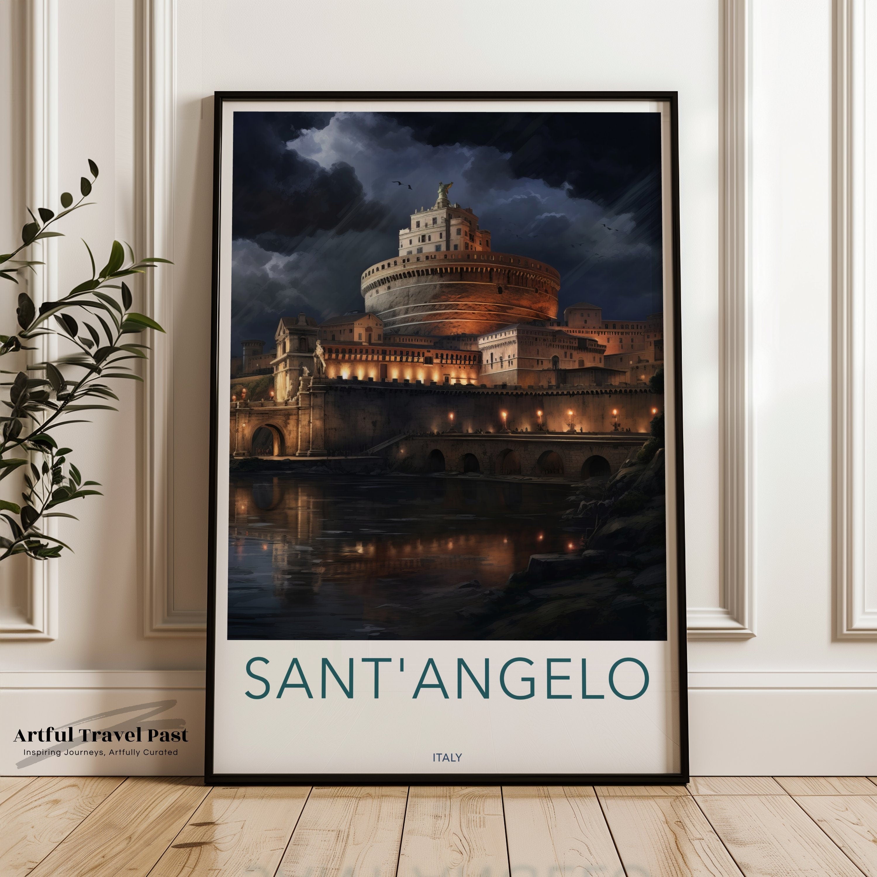 Sant'Angelo Wall Art, Historic Italian Landmark Print, European Architecture Decor, Medieval Fortress Artwork, Rome Cityscape