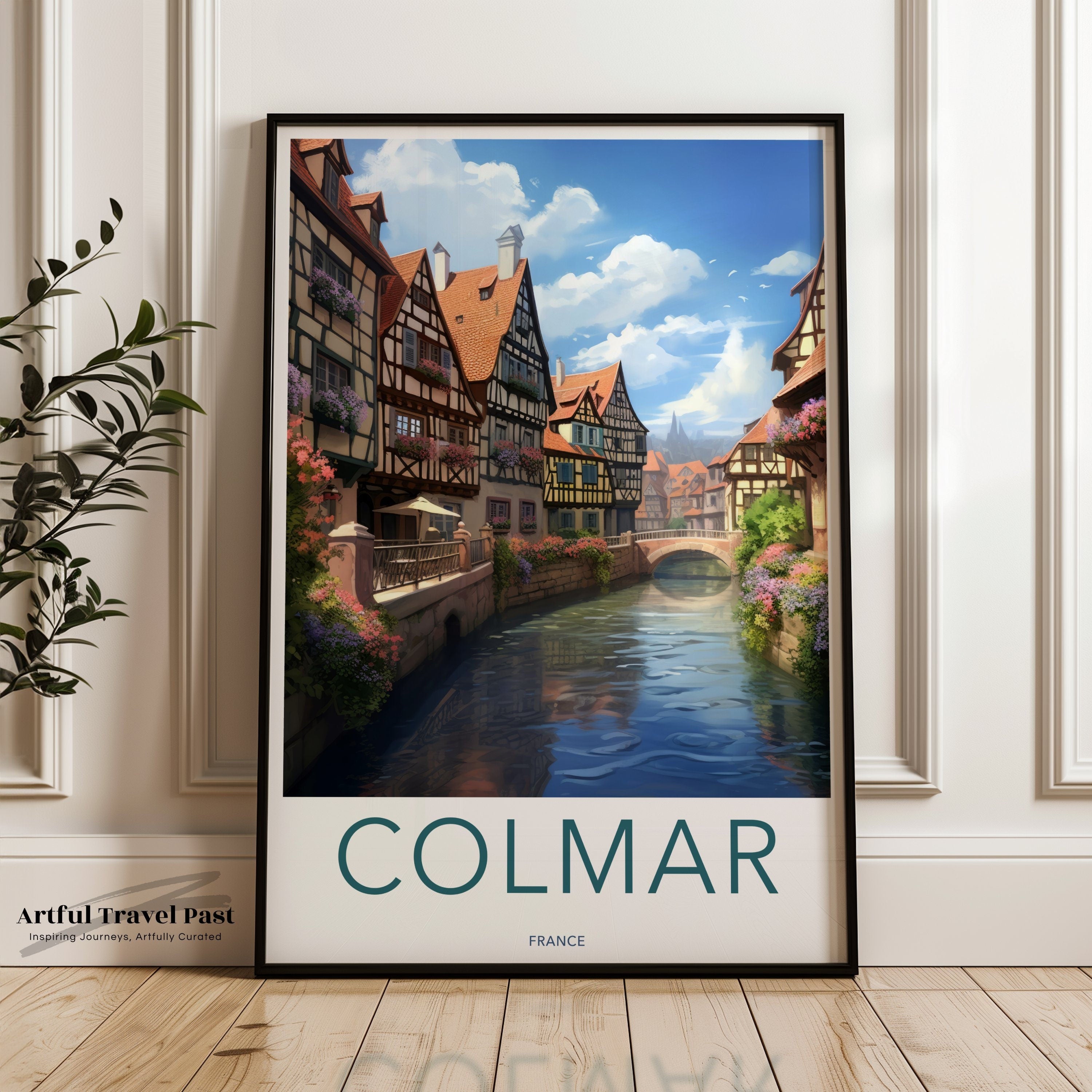 Colmar France Wall Art, Stunning French Town Illustration, Architectural Wonders, Scenic River Canals, European Travel Art