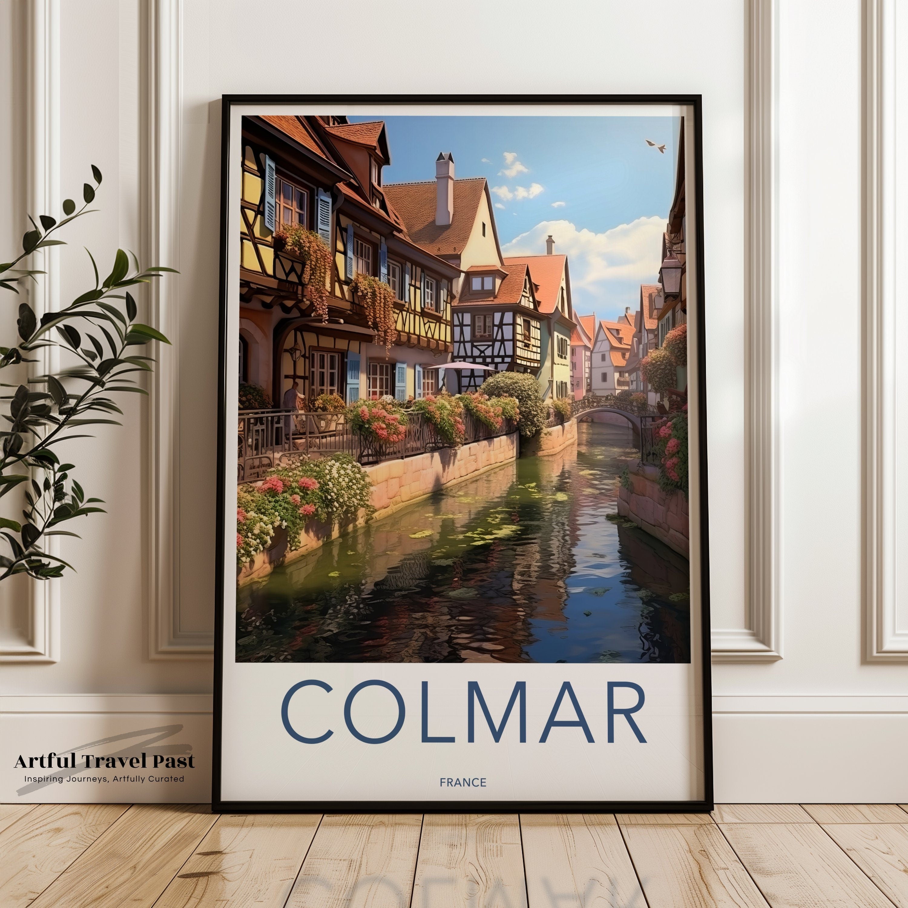 Colmar Wall Art Print, Charming French Town Decor, Historic Alsace Village, Picturesque Canal Scene, European Travel Poster