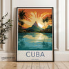 Cuba Travel Poster, Sunset Wall Art, Tropical Landscape Print, Vintage Cuba Decor, Home Office Decor, Caribbean Wall Art