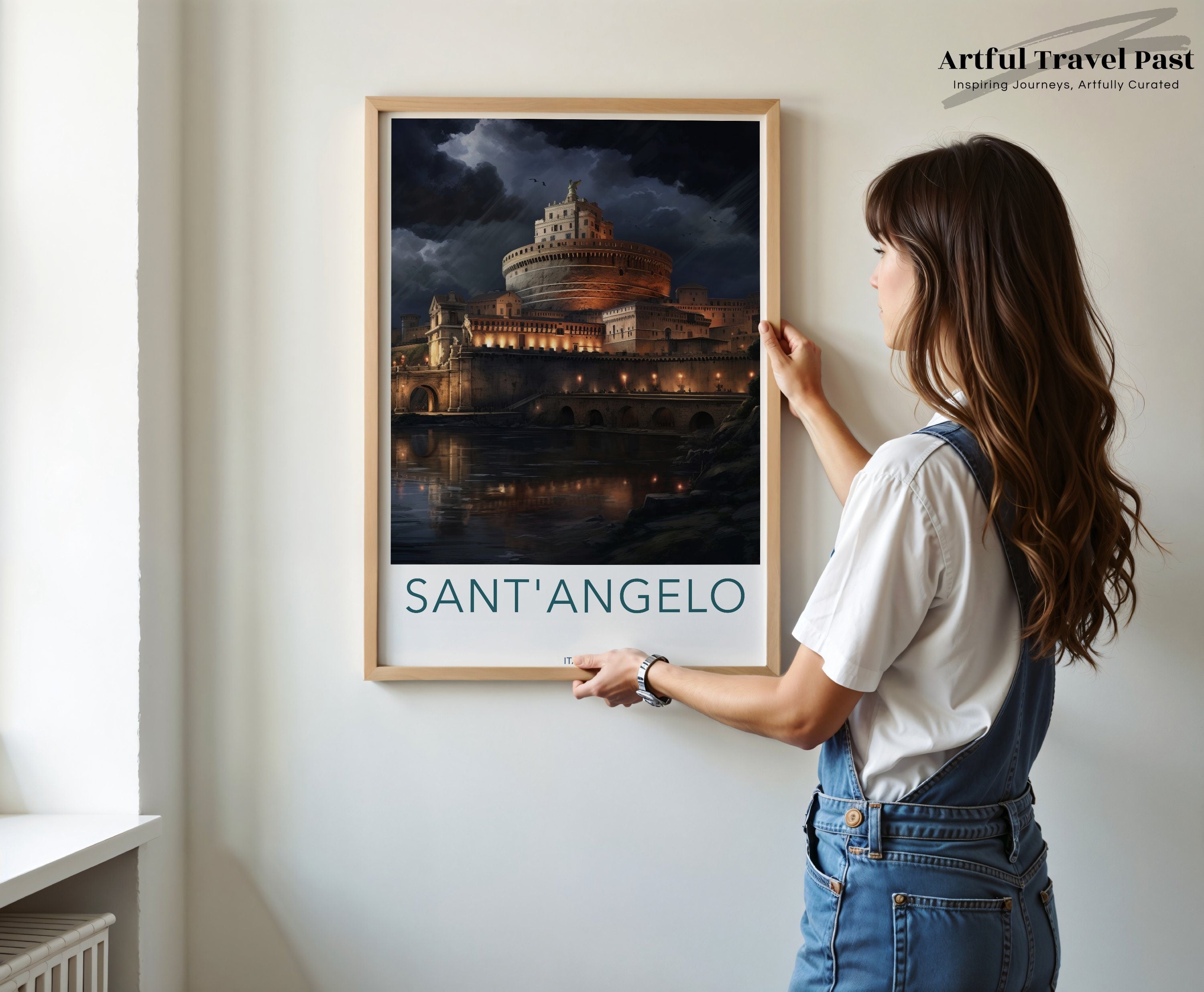 Sant'Angelo Wall Art, Historic Italian Landmark Print, European Architecture Decor, Medieval Fortress Artwork, Rome Cityscape