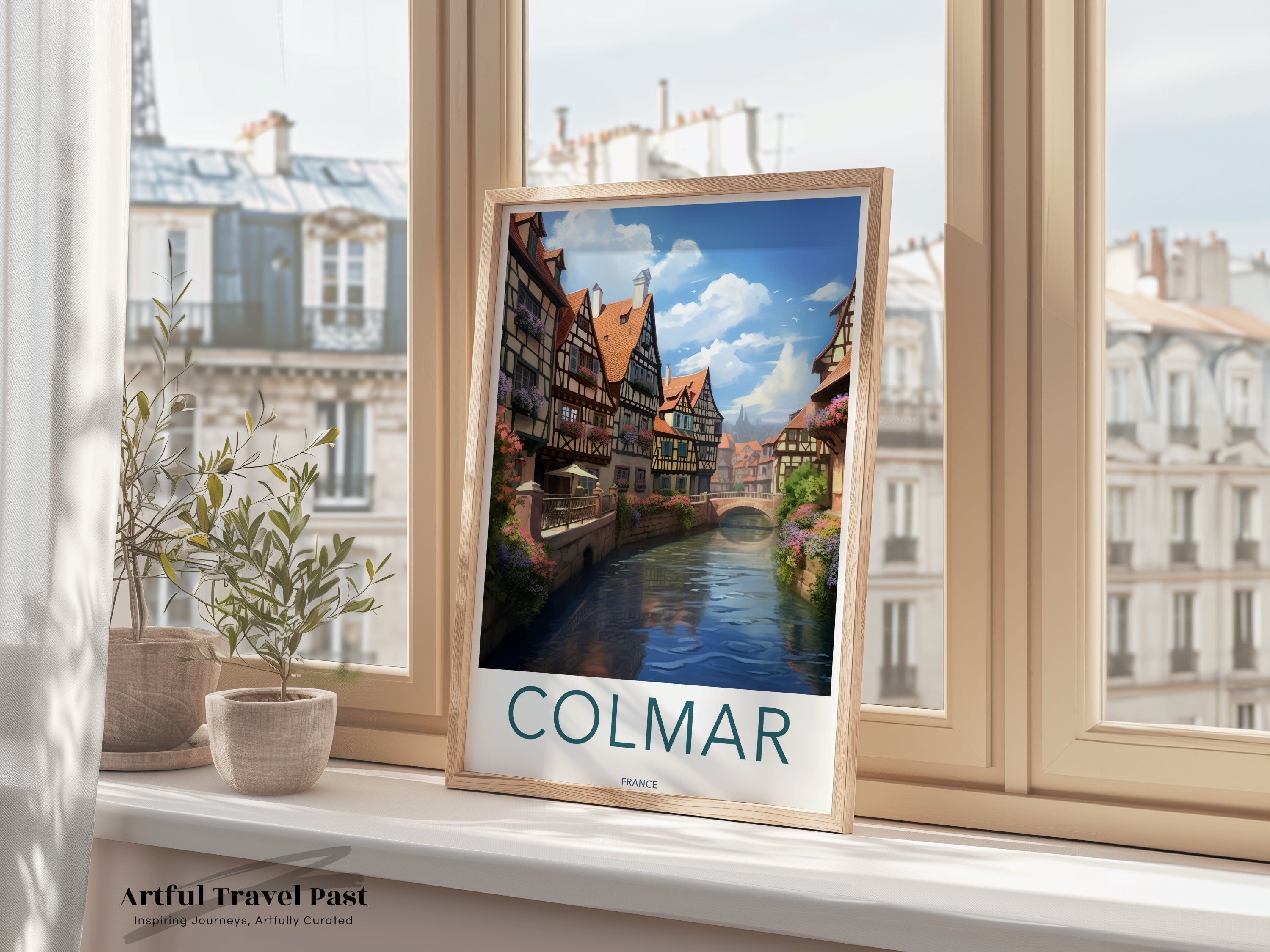 Colmar France Wall Art, Stunning French Town Illustration, Architectural Wonders, Scenic River Canals, European Travel Art