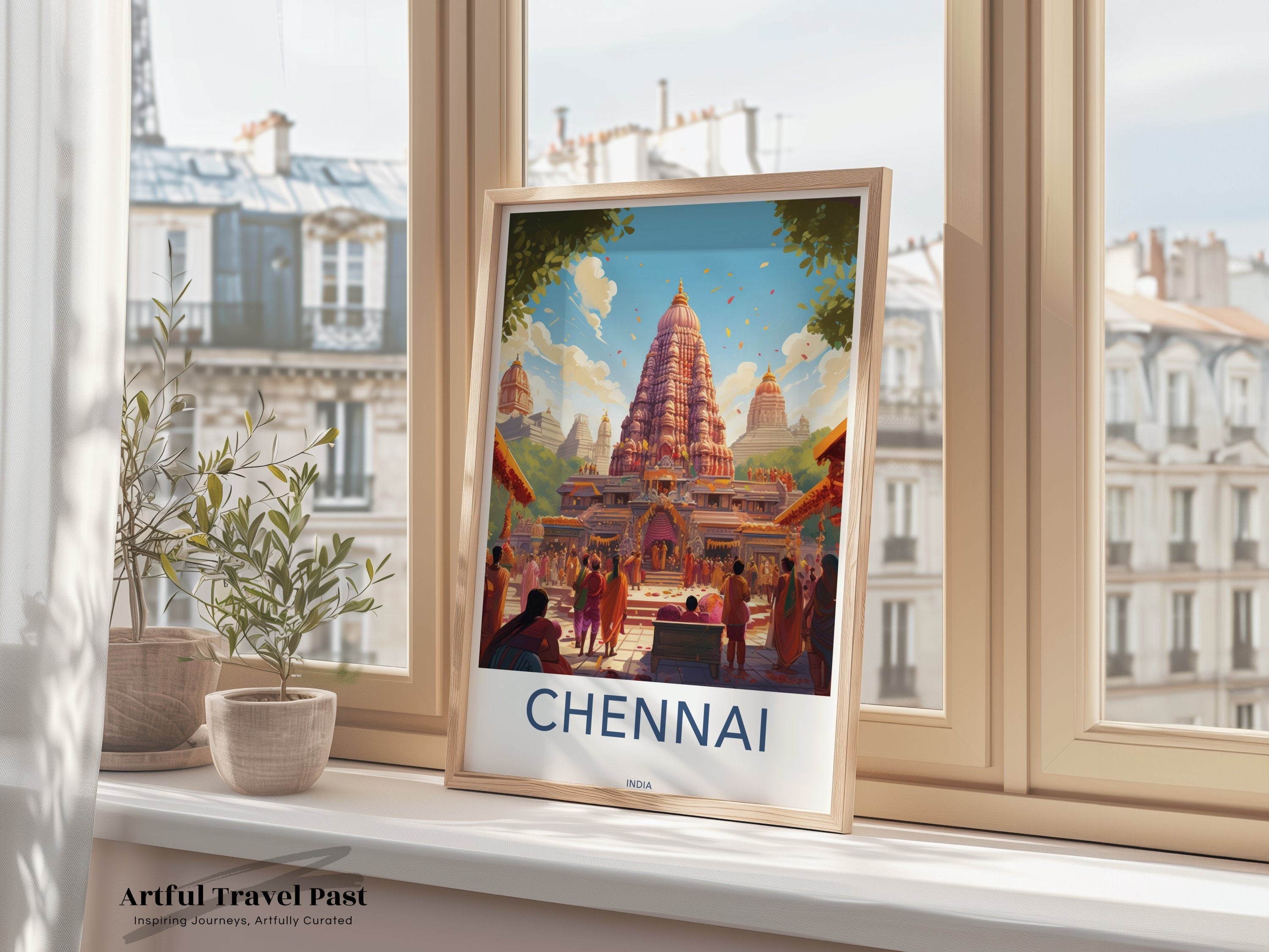 Chennai Wall Art Decor, Historical and Cultural Indian Landmark, Beautiful Temple Print, Exotic Travel Poster, Vibrant Artwork