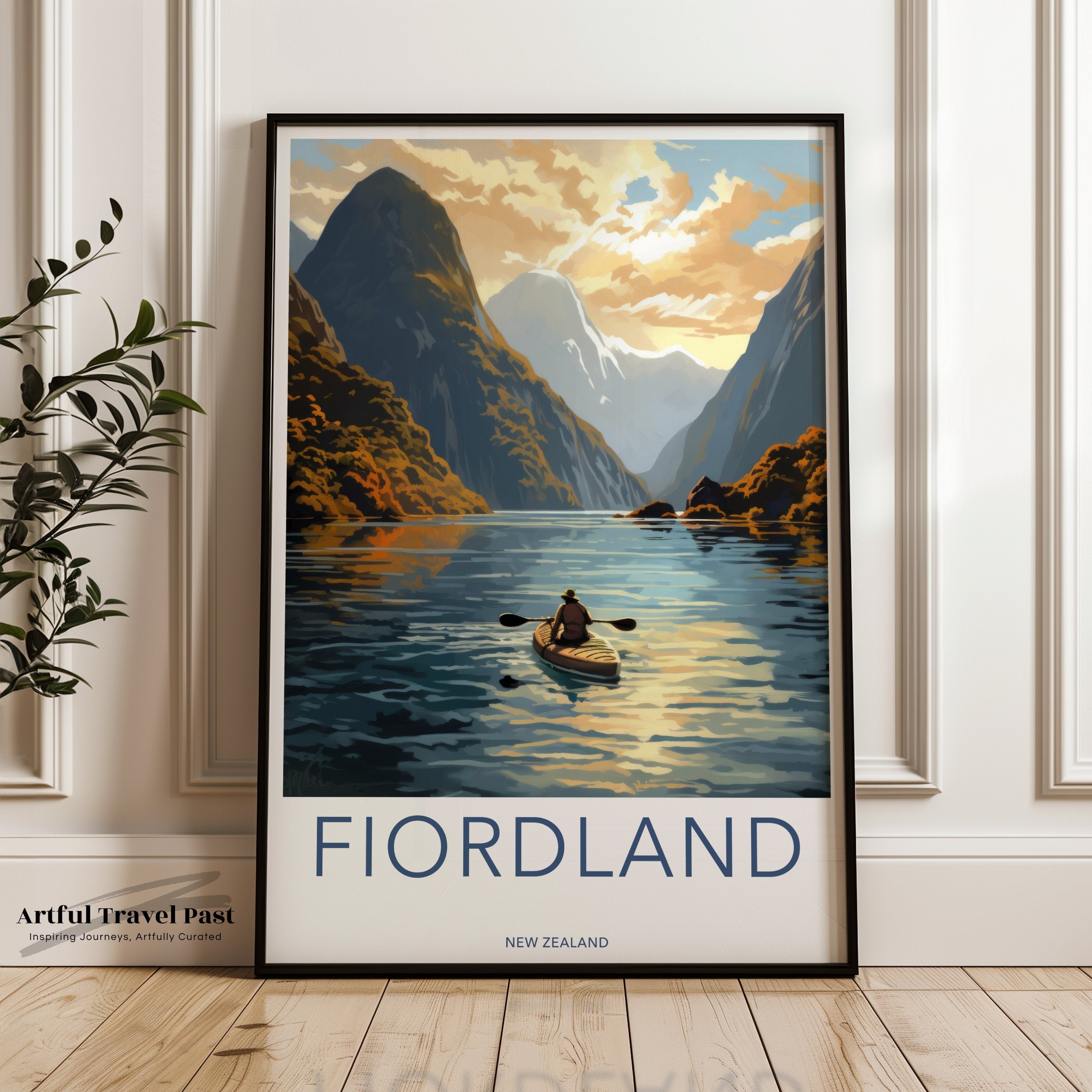 Fiordland New Zealand Wall Art Poster, Stunning Landscape Print, Home Decor, Travel Art, Mountain and Sea Scenery, Nature Wall Art