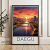 Daegu Wall Art, Beautiful Daegu Skyline Sunset, South Korea Cityscape Poster, Vibrant Colors, Urban Landscape Print