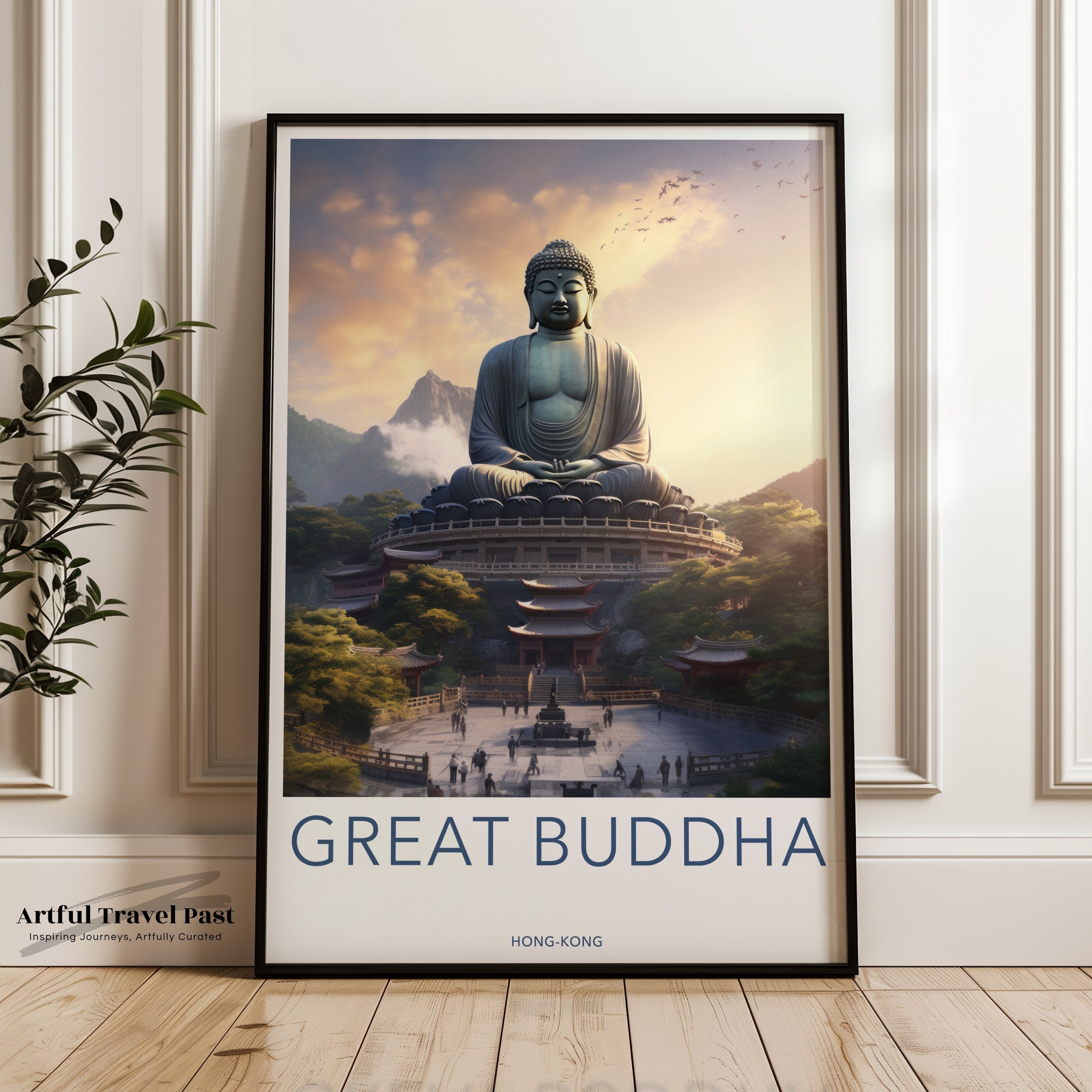 Great Buddha Wall Art, Hong Kong Landmark Print, Buddha Statue Poster, Asian Cultural Decor, Zen Artwork for Home, Spiritual Gift