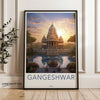 Traditional Indian Temple Sunrise, Majestic Gangeshwar Temple Wall Art, Serene Asian Architecture Decor, Cultural Landmark Print