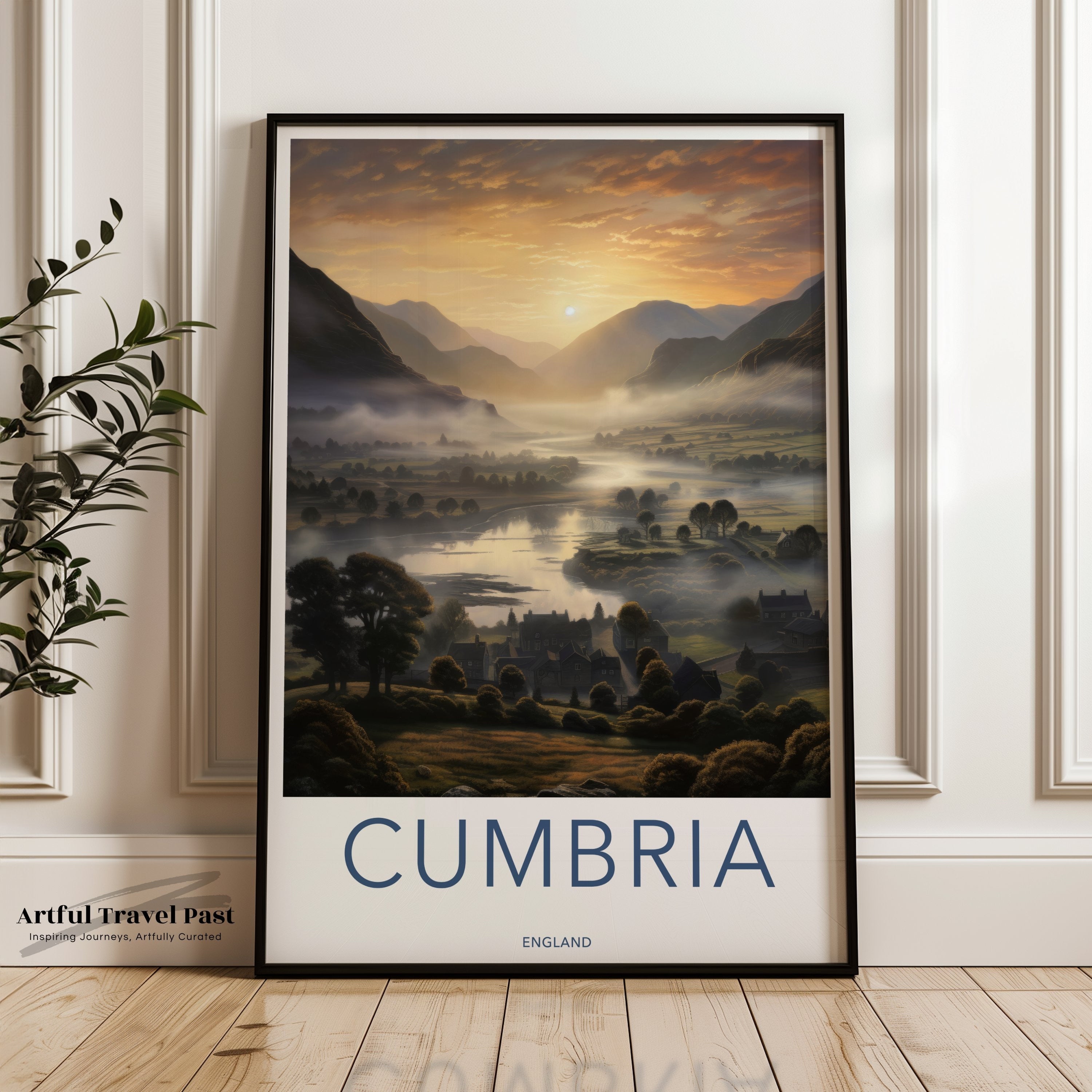 Cumbria Wall Art Print, Scenic Landscape Poster, Sunset Mountain View, English Countryside Decor, Home Office Artwork