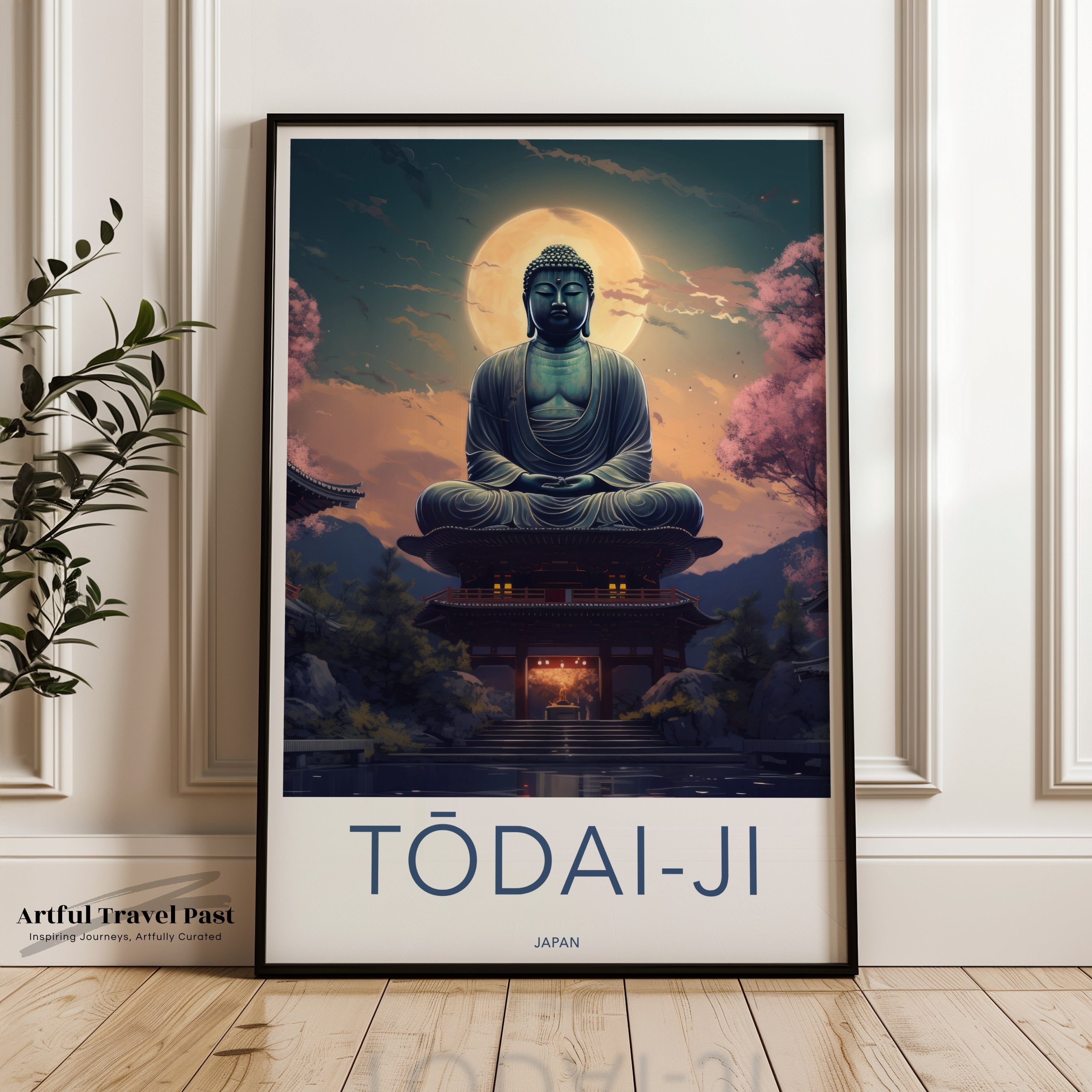 Todai-Ji Wall Art, Japanese Temple, Large Buddha Statue Print, Stunning Sunset, Oriental Decor, Meditative Artwork, Home Wall Studio