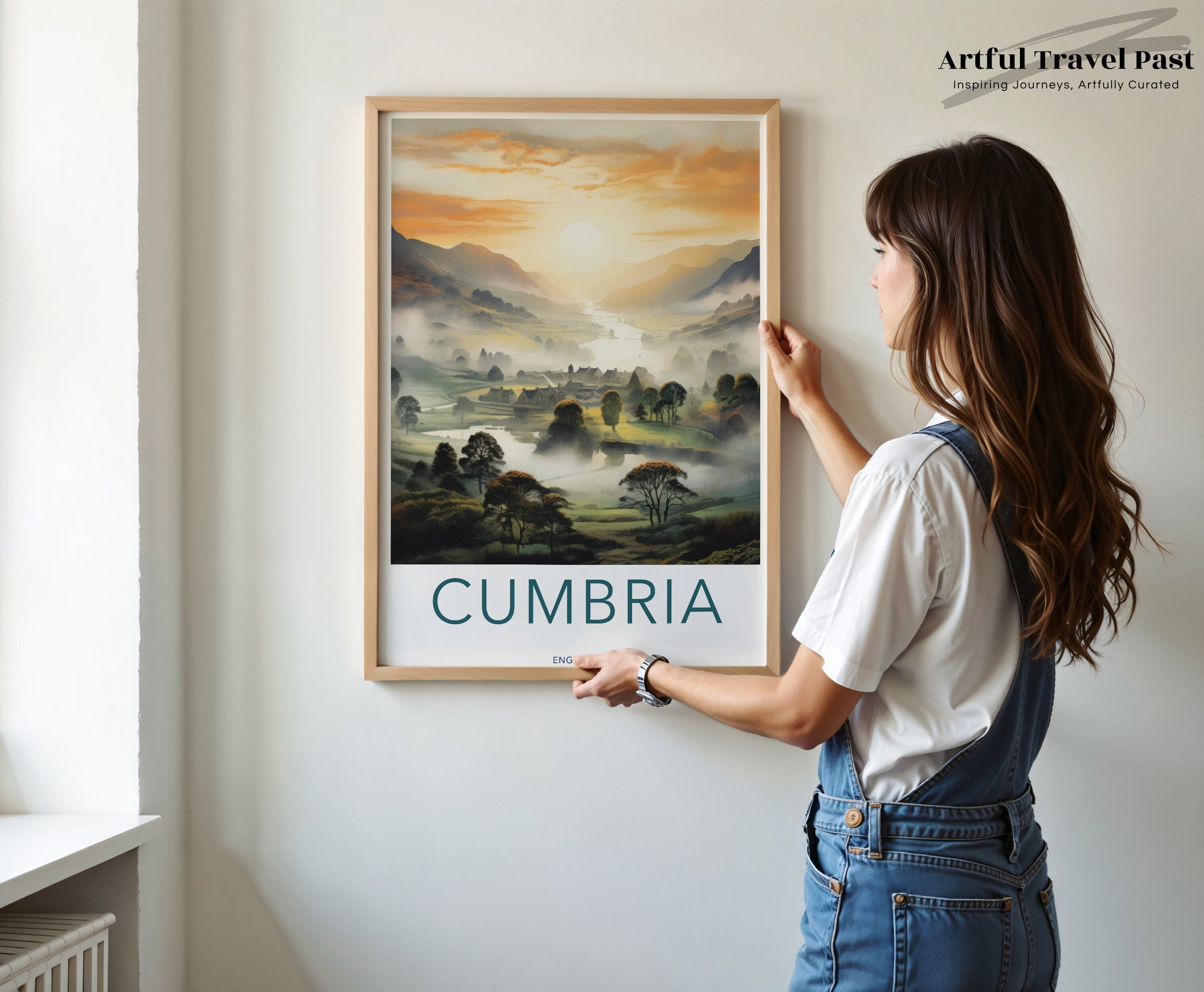 Cumbria England Scenic Wall Art, Nature Landscape Print, Beautiful Sunrise, Misty Hills, Home Decor, Gift for Nature Lovers