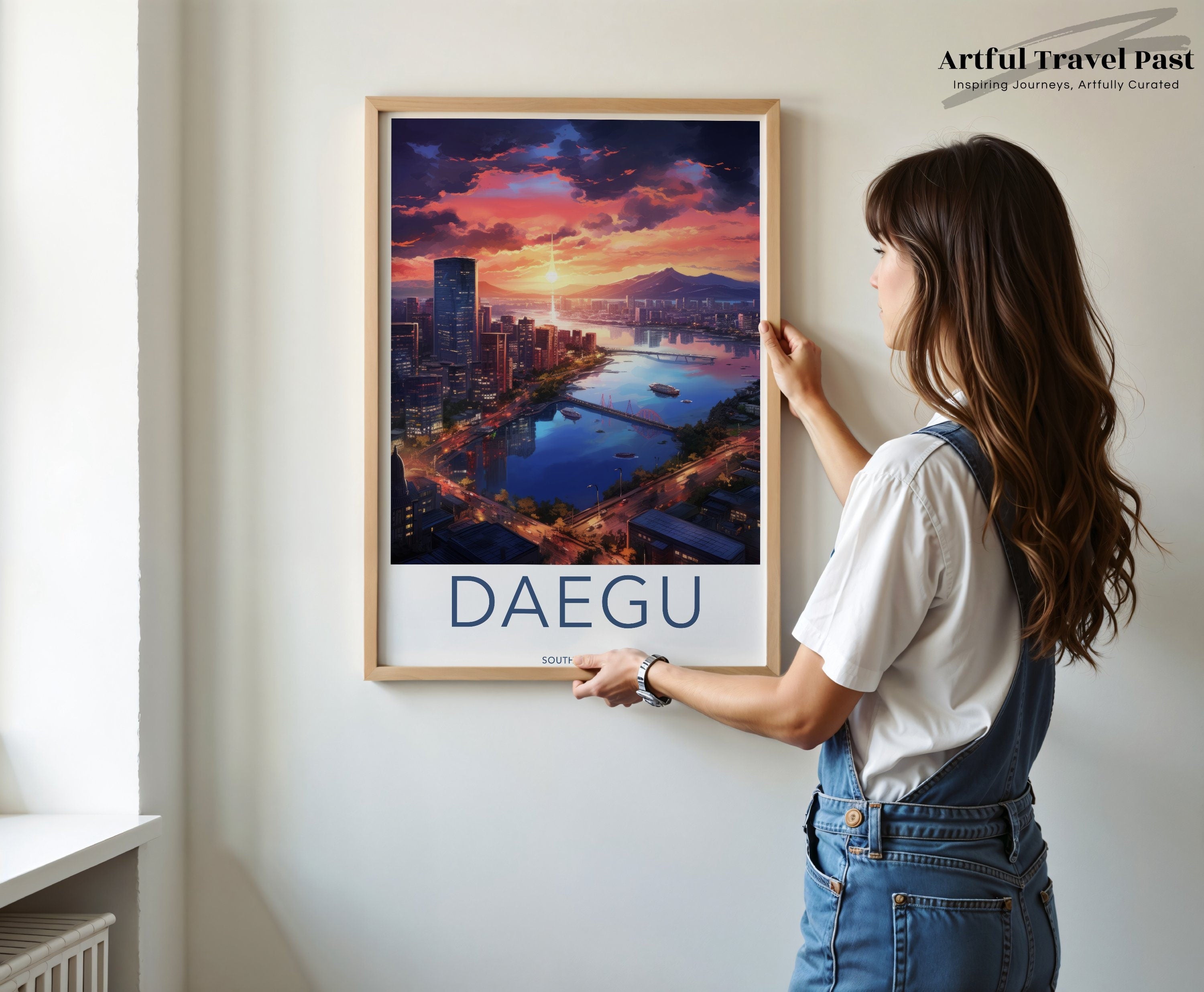 Daegu South Korea Wall Art, Cityscape Sunset Print, Home Decor, Skyline Poster, Urban Landscape, Modern Wall Art