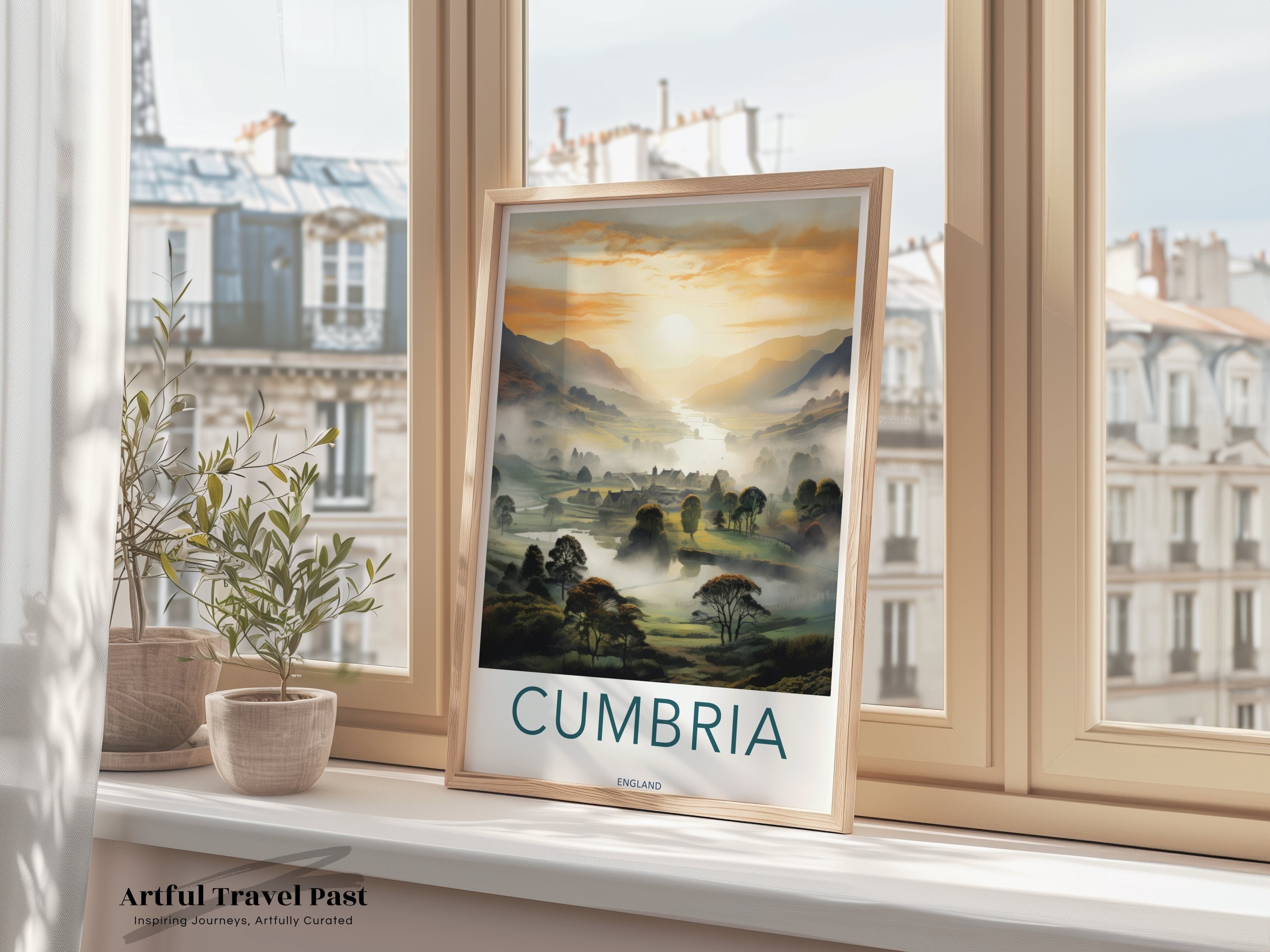 Cumbria England Scenic Wall Art, Nature Landscape Print, Beautiful Sunrise, Misty Hills, Home Decor, Gift for Nature Lovers