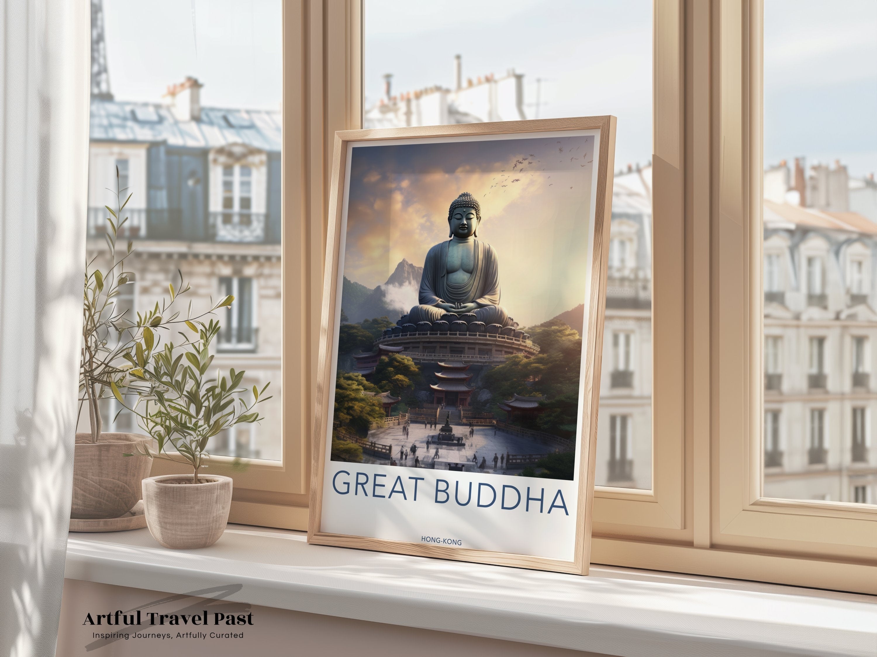 Great Buddha Wall Art, Hong Kong Landmark Print, Buddha Statue Poster, Asian Cultural Decor, Zen Artwork for Home, Spiritual Gift