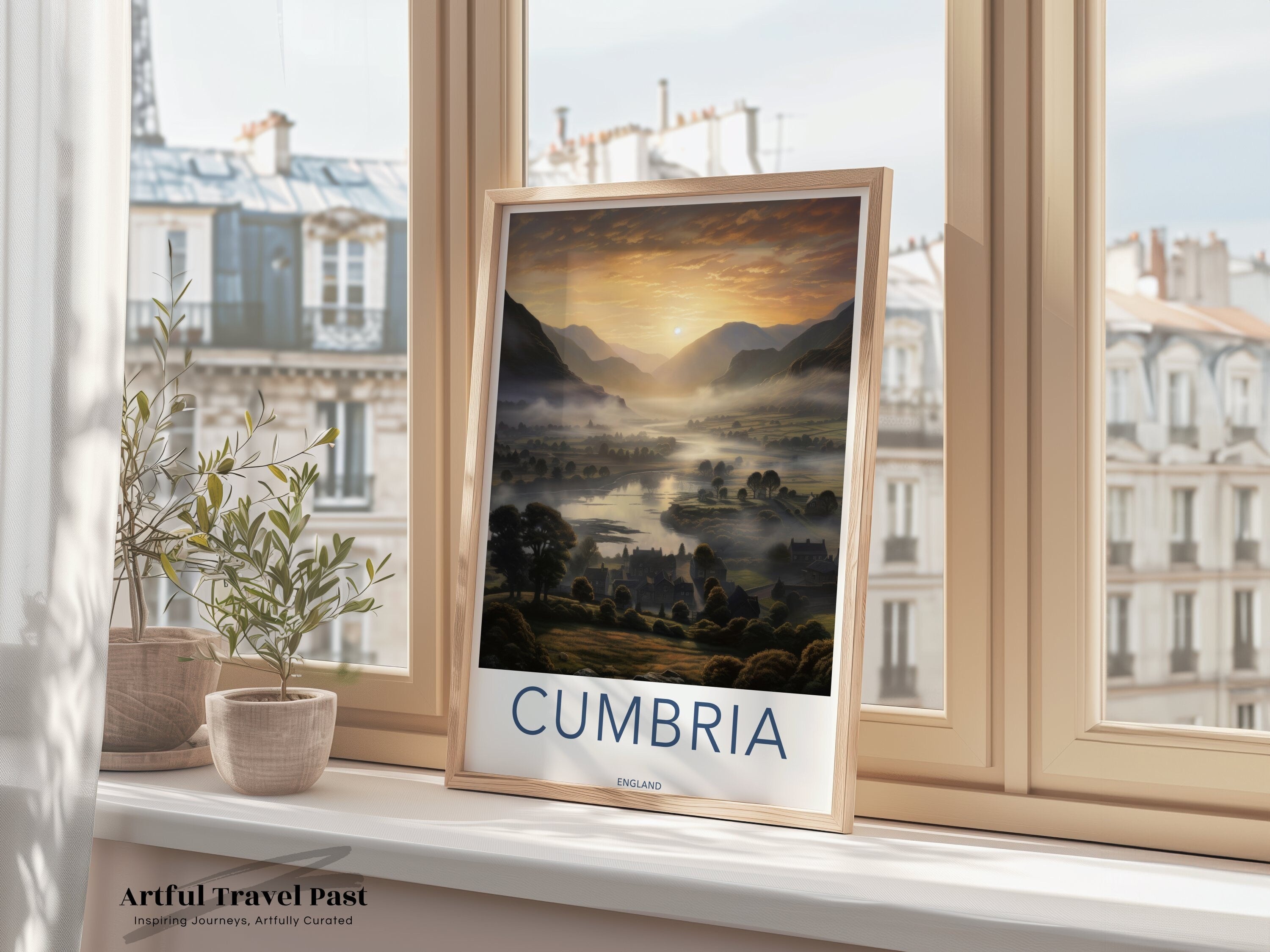 Cumbria Wall Art Print, Scenic Landscape Poster, Sunset Mountain View, English Countryside Decor, Home Office Artwork