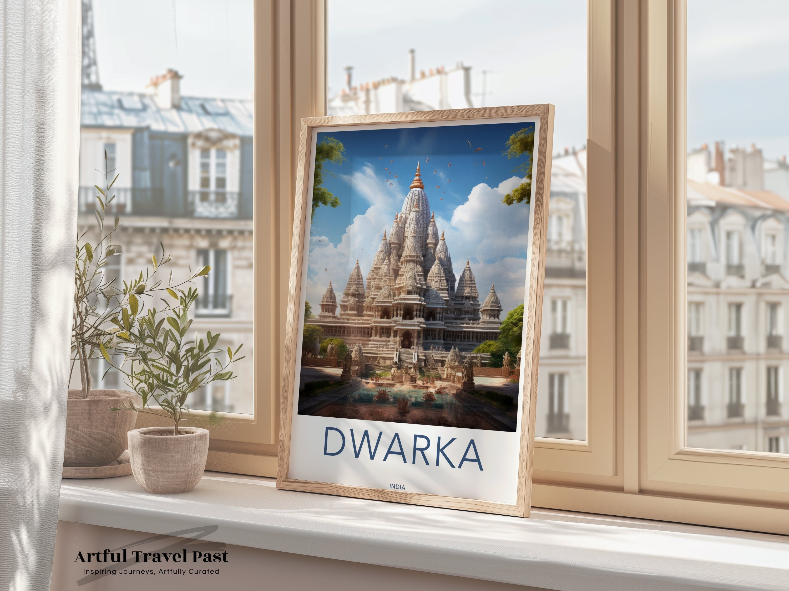 Dwarka India Wall Art Poster, Stunning Temple Architecture Print, Historical Landmark Artwork, Spiritual Decor for Home, Cultural Heritage