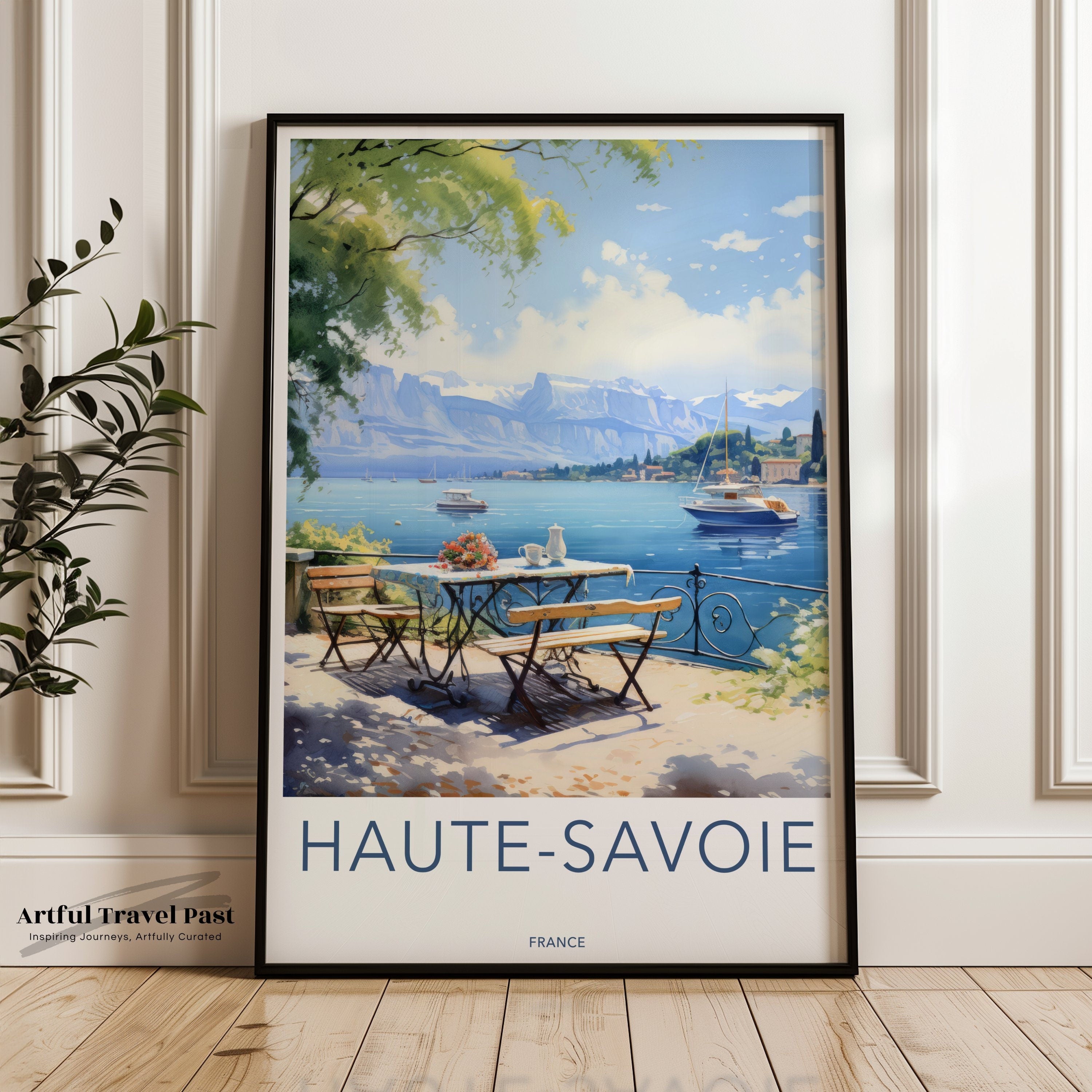 Haute-Savoie Wall Art Print, French Countryside Decor, Lake and Mountain Landscape, Scenic Travel Poster, European Home Decor