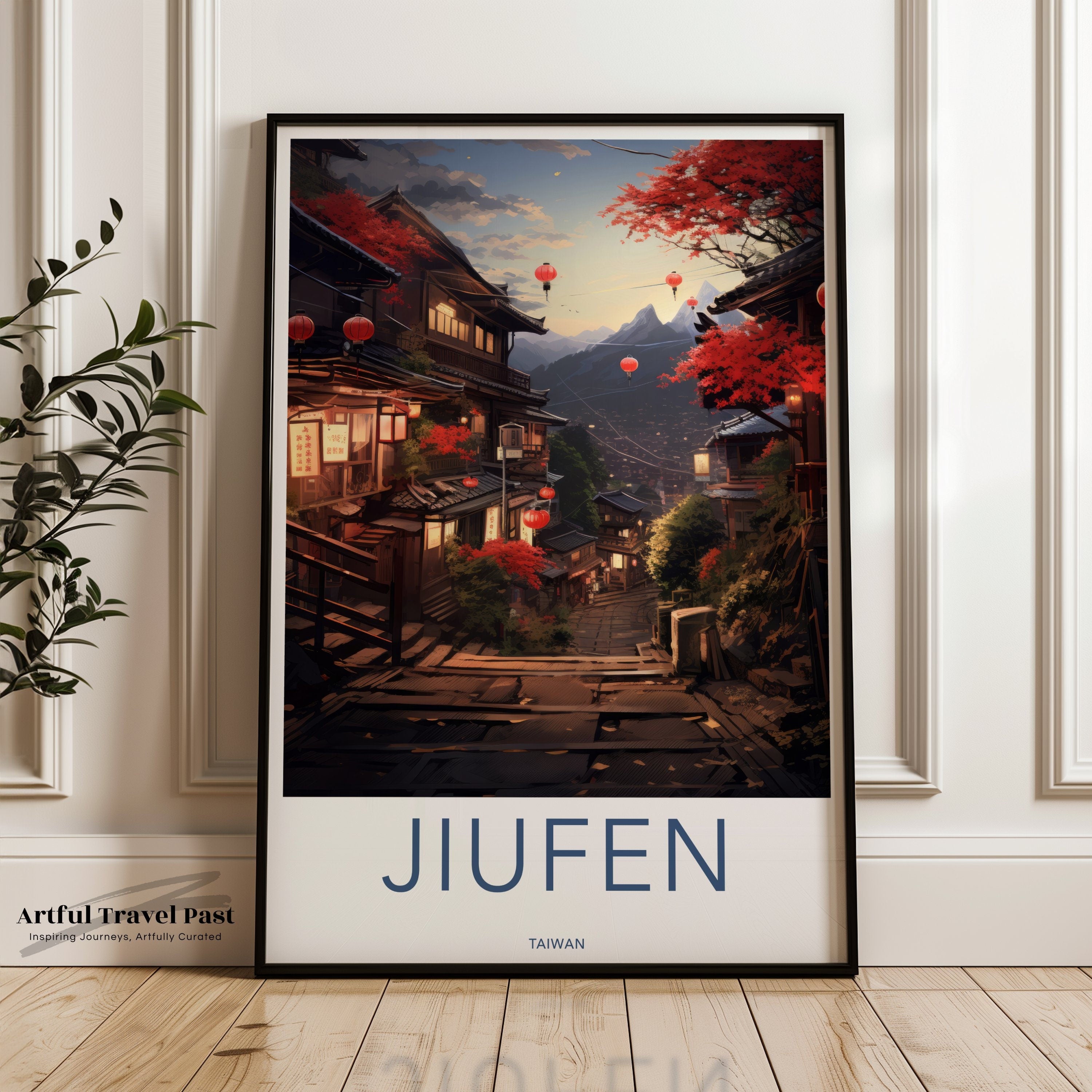 Jiufen Taiwan Wall Art, Romantic Scenic View Poster, Historical Cultural Decor, Asian Landscape Print, Travel Photography Art