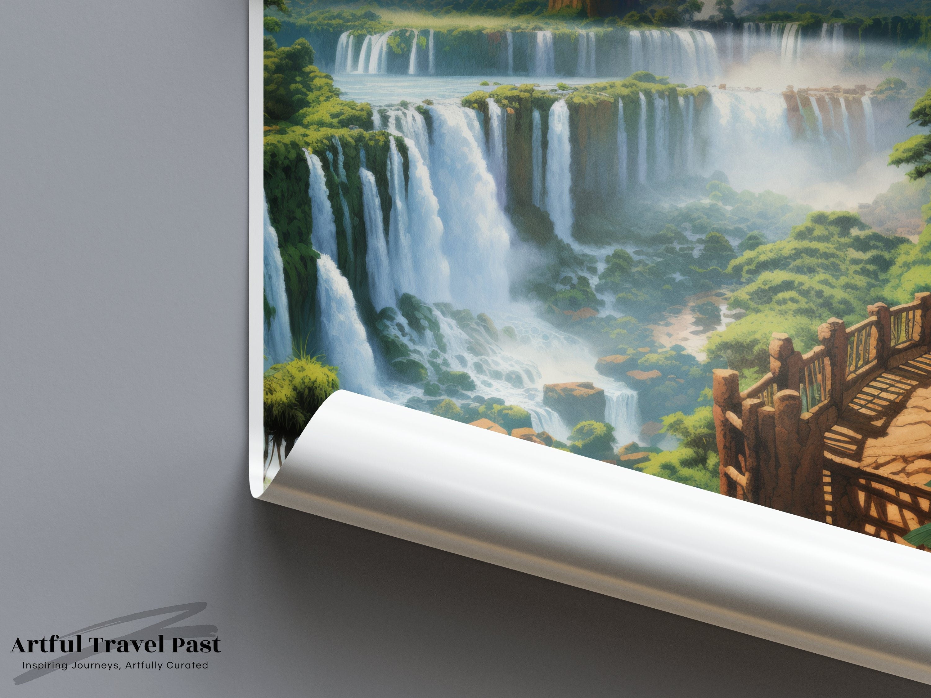 Iguazu Falls Wall Art Print, Nature Landscape Poster, Scenic Waterfall Artwork, Travel Home Decor, Paraguay Artistic Print