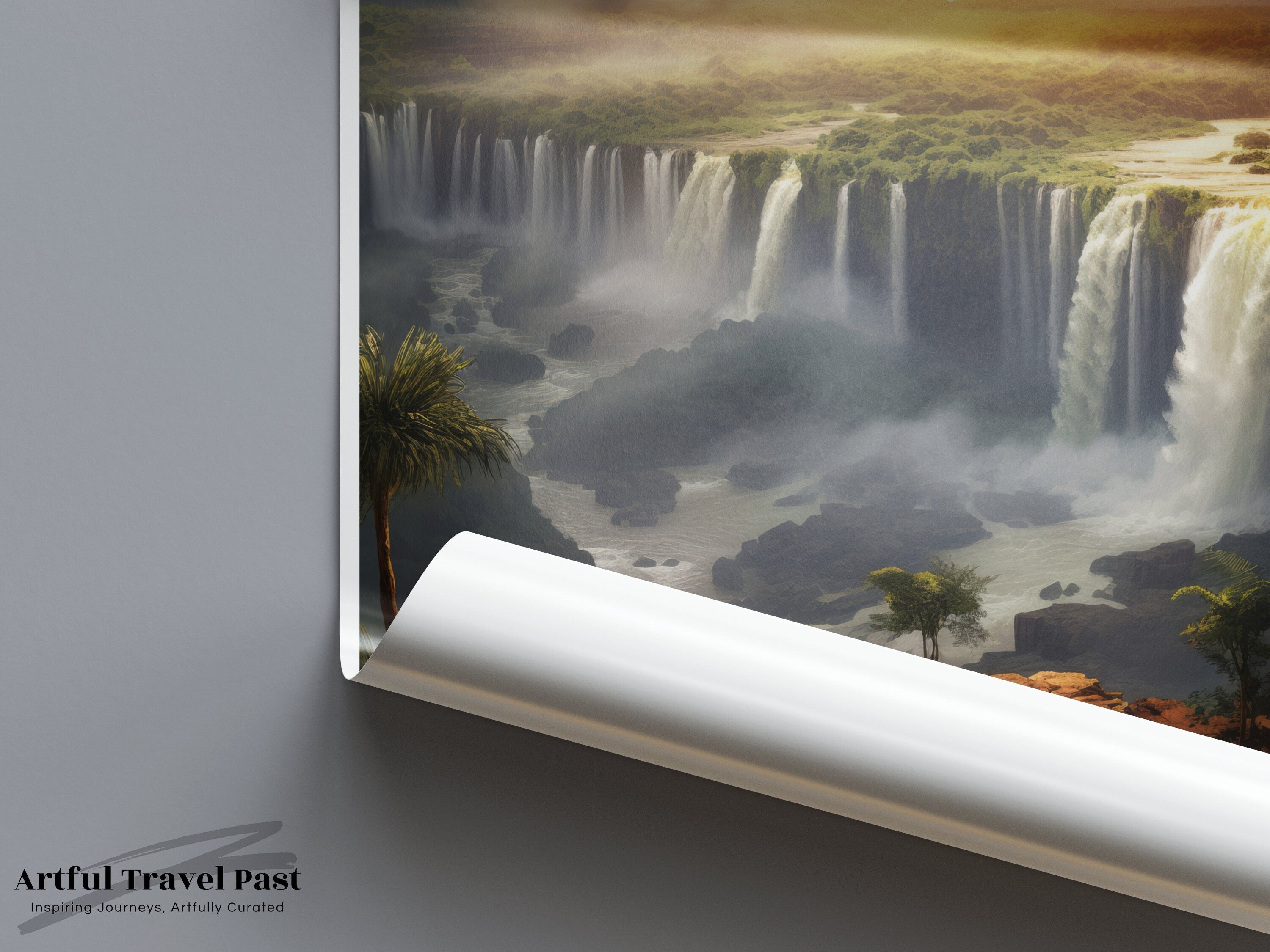 Iguazú Falls Poster, Paraguay Wall Art, Natural Wonder Print, Scenic Waterfall Decor, Travel Destination Art Print, Landscape Artwork