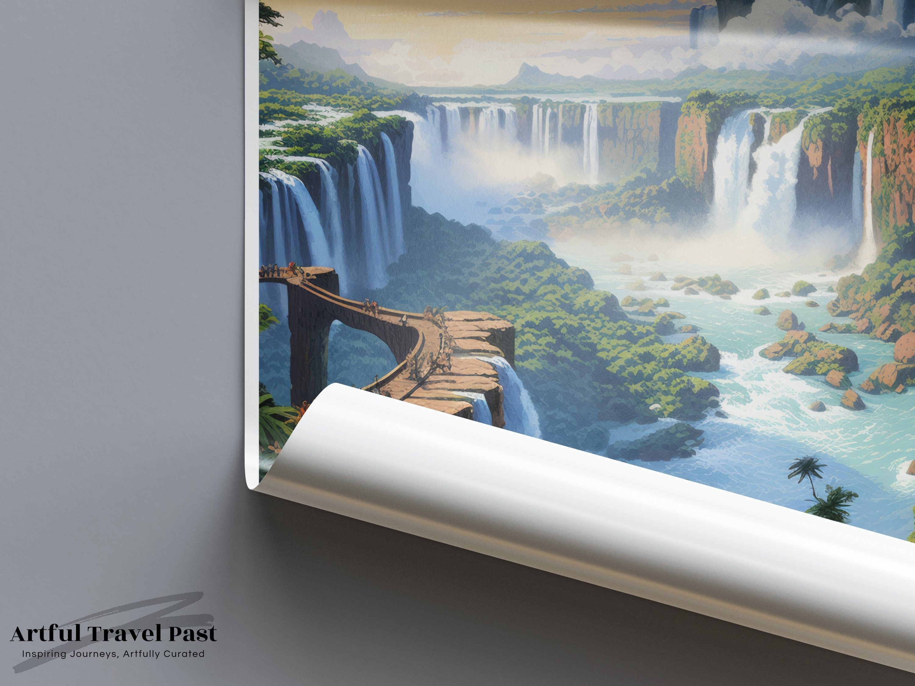 Iguazu Falls Argentina Wall Art, Scenic Waterfall Poster, Nature Landscape Print, Travel Destination Decor, South American Artwork