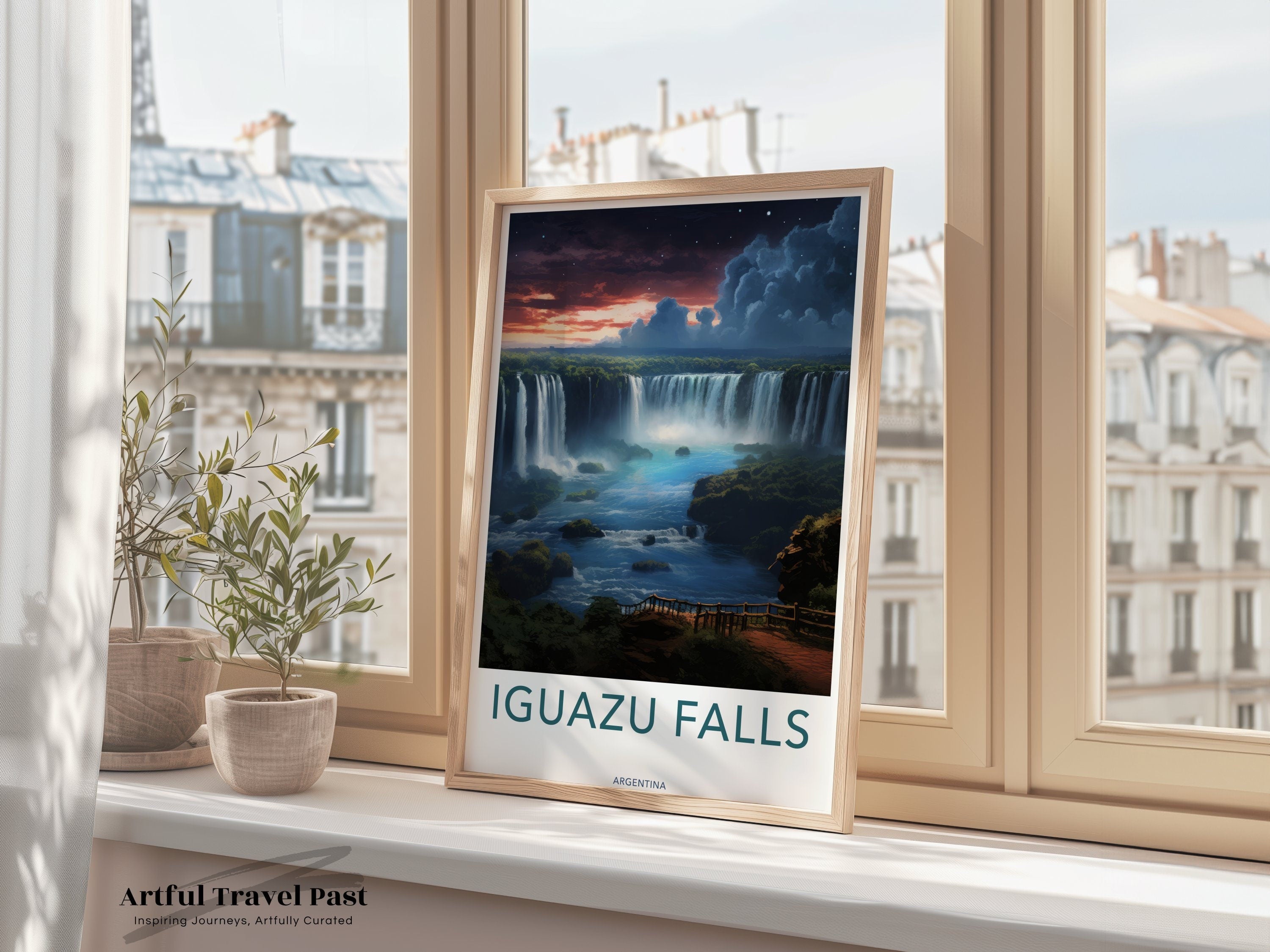 Iguazu Falls Wall Art, Stunning Nature Print, Argentina Landscape Poster, Waterfall Canvas, Scenic Decor, Home Office Decoration