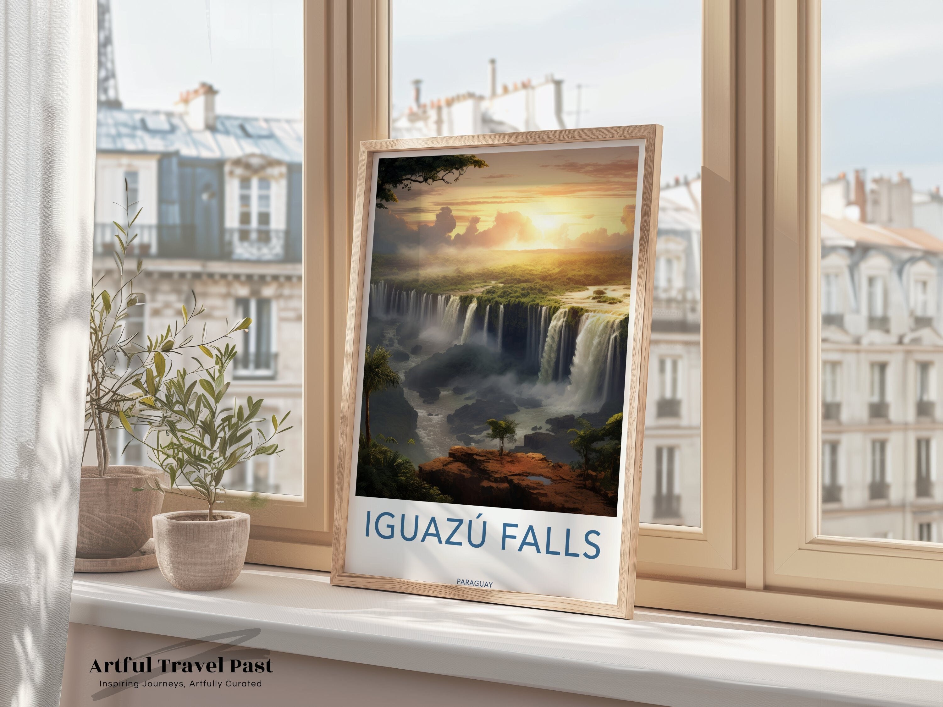 Iguazú Falls Poster, Paraguay Wall Art, Natural Wonder Print, Scenic Waterfall Decor, Travel Destination Art Print, Landscape Artwork